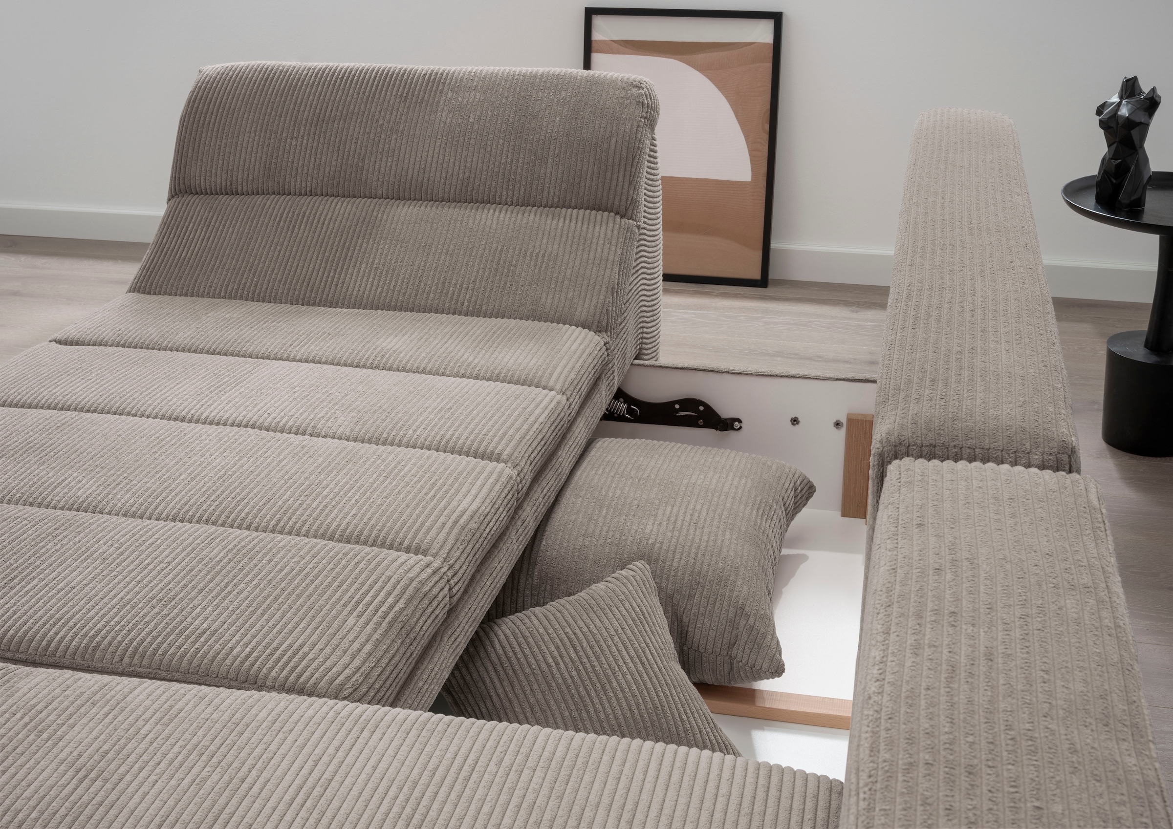 INOSIGN Ecksofa »Imola elegant und bequem, aktuelle Steppung im Sitz, L-Form«, wahlweise mit Bettfunktion