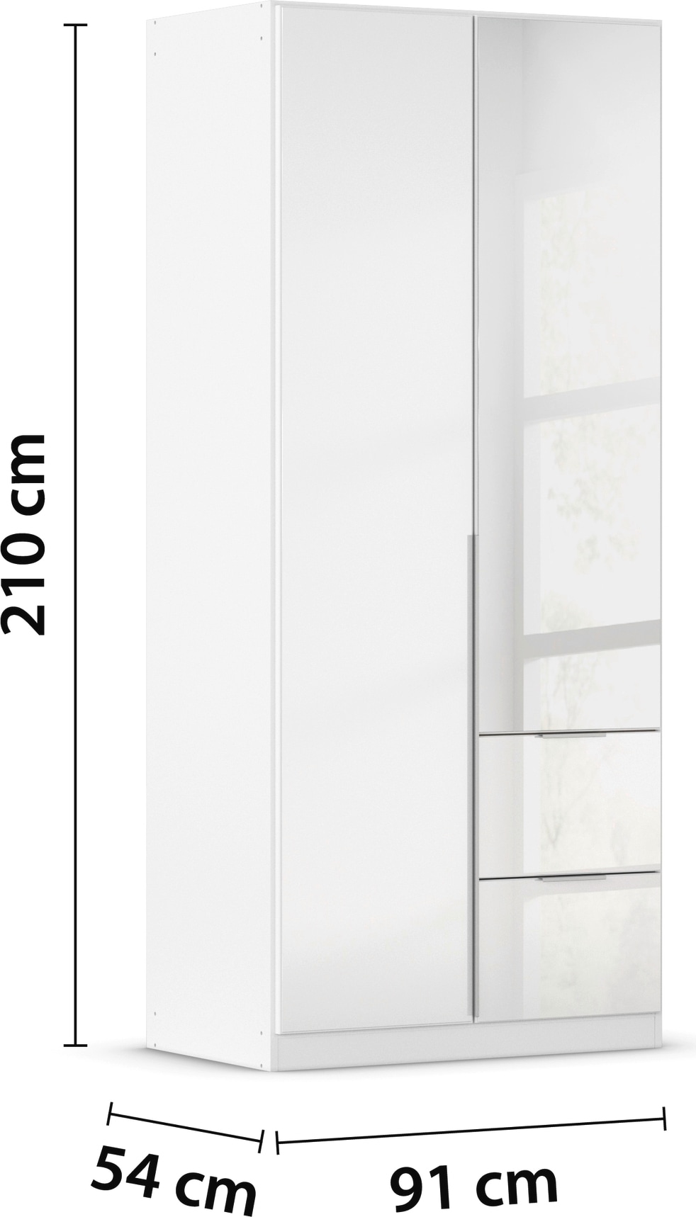 rauch Drehtürenschrank »Kleiderschrank Kleiderschränke Schrank Garderobe AGORDO mit Glasfront«, (in zwei Griff-Farben mit Glasfront), mit Außenschubkästen, in 6 Breiten und 2 Höhen MADE IN GERMANY