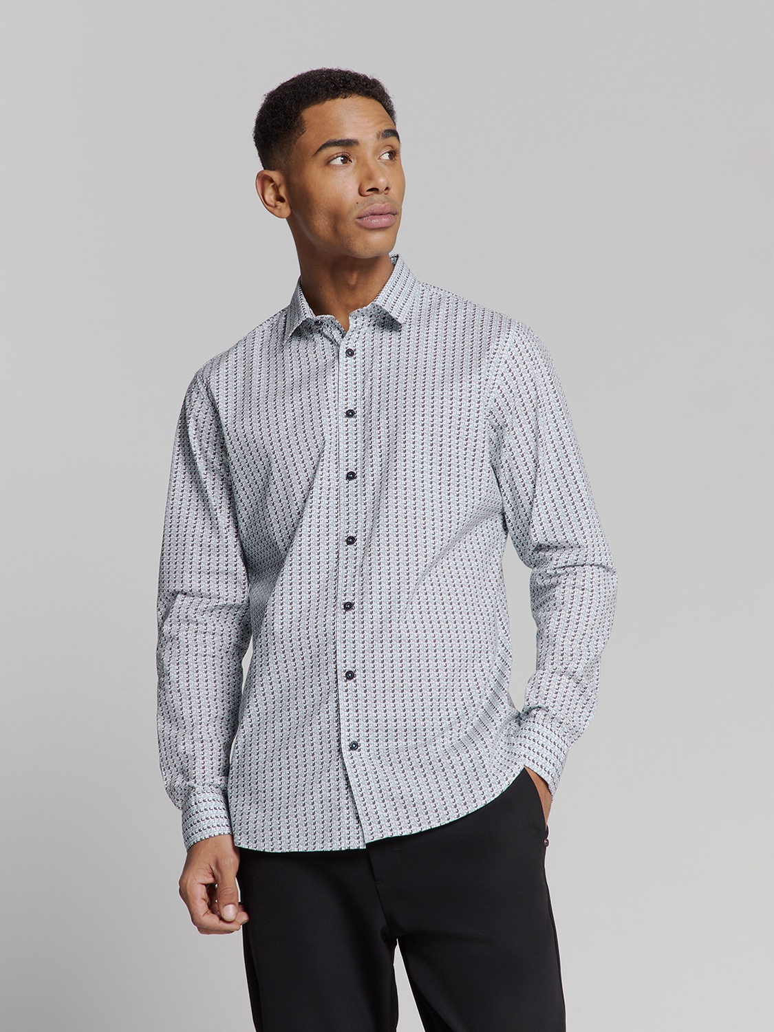 NO EXCESS Langarmhemd »No Excess Bedrucktes hemd«