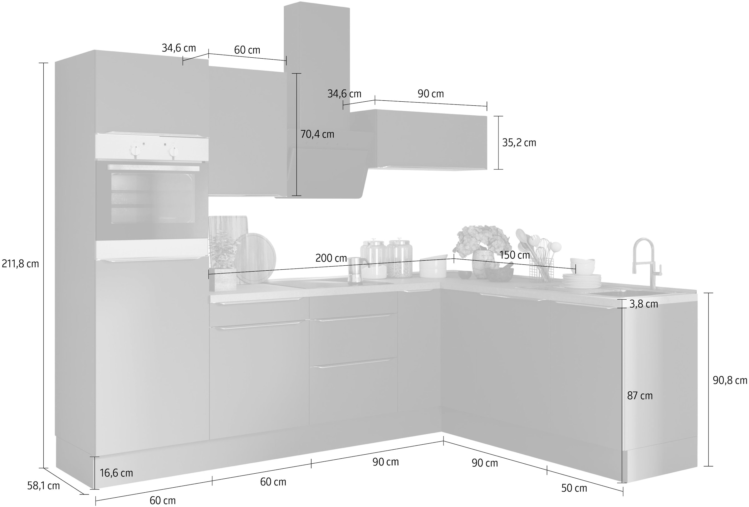 OPTIFIT Winkelküche »Aken«, ohne %Sale x Stellbreite 200 E-Geräte, cm jetzt 270 im