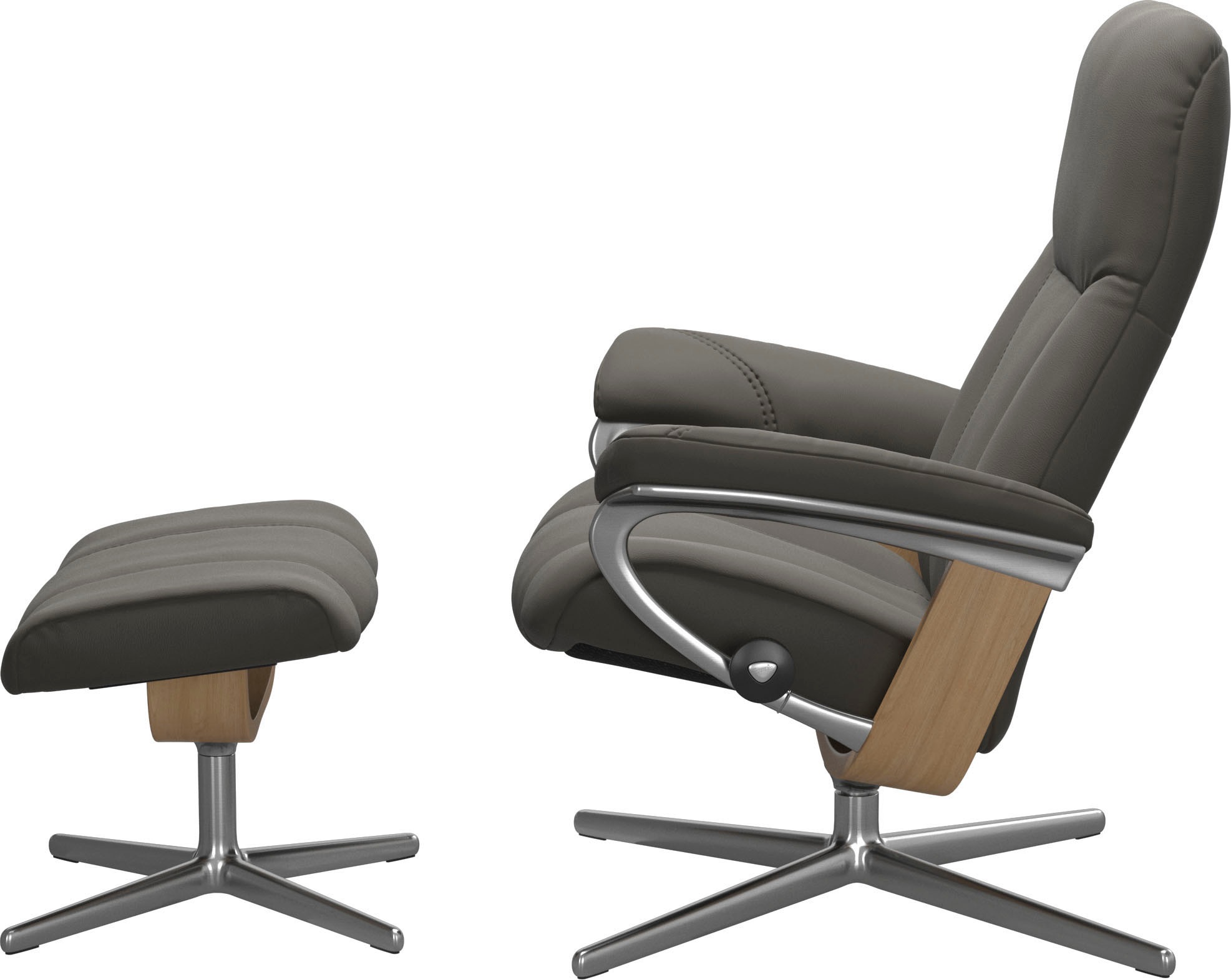 Stressless® Relaxsessel »Consul«, (Set, Relaxsessel mit Hocker), mit Hocker, mit Cross Base, Größe S, M & L, Holzakzent Eiche