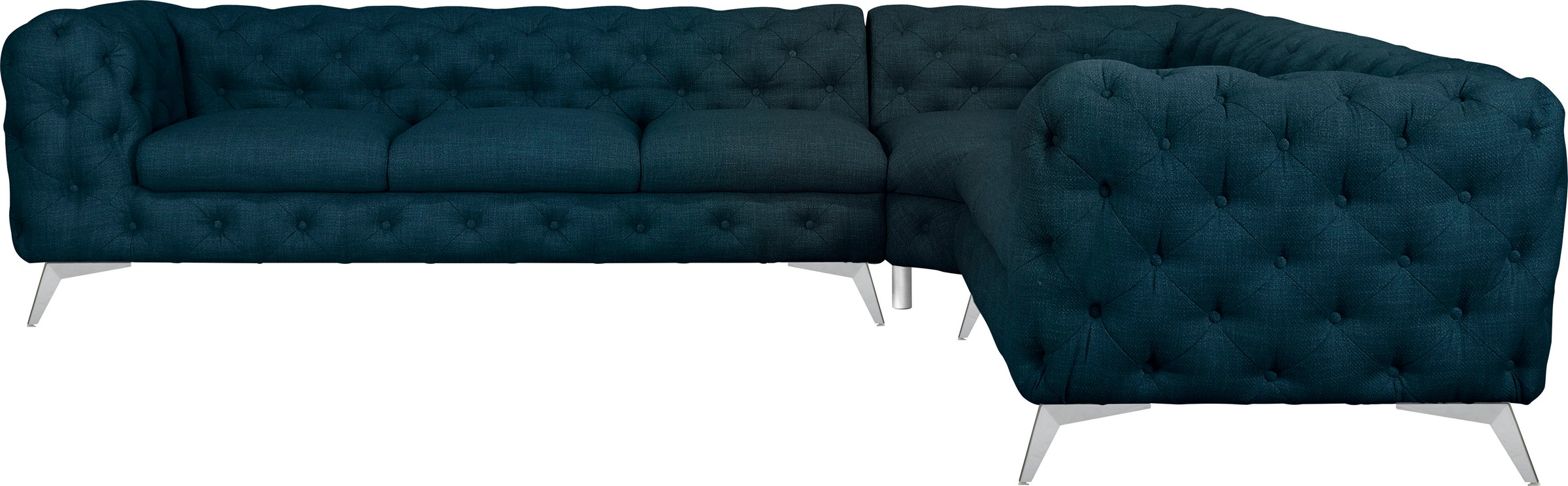 Leonique Chesterfield-Sofa »Ecksofa GLYNIS L-Form mit Wellenunterfederung, günstig online kaufen