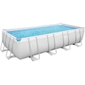 Bestway Pool »Msteel«, (Set, 6 tlg.), BxLxH: 244x488x122 cm mit Kartuschenfilterpumpe, Sicherheitsleiter, Abdeckplane, Chemikaliendosierer