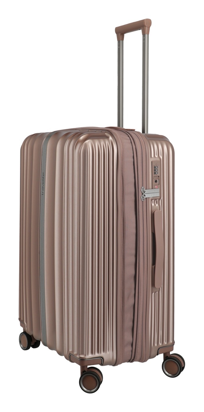 travelite Hartschalen-Trolley »PAROS, in verschiedenen Größen«, 4 Rollen, Reisegepäck Hartschalen-Koffer Kreuzspanngurte