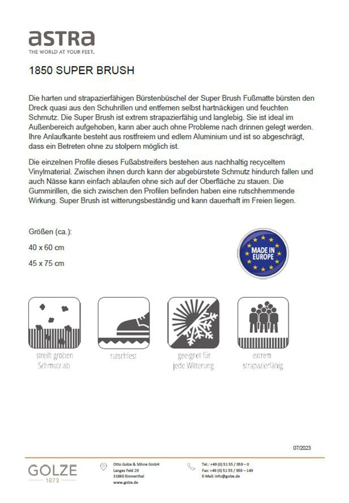 ASTRA Fußmatte »Super Brush« rechteckig 28 mm Höhe Türmatte, Eingansbereich, Aluminium, rutschfest