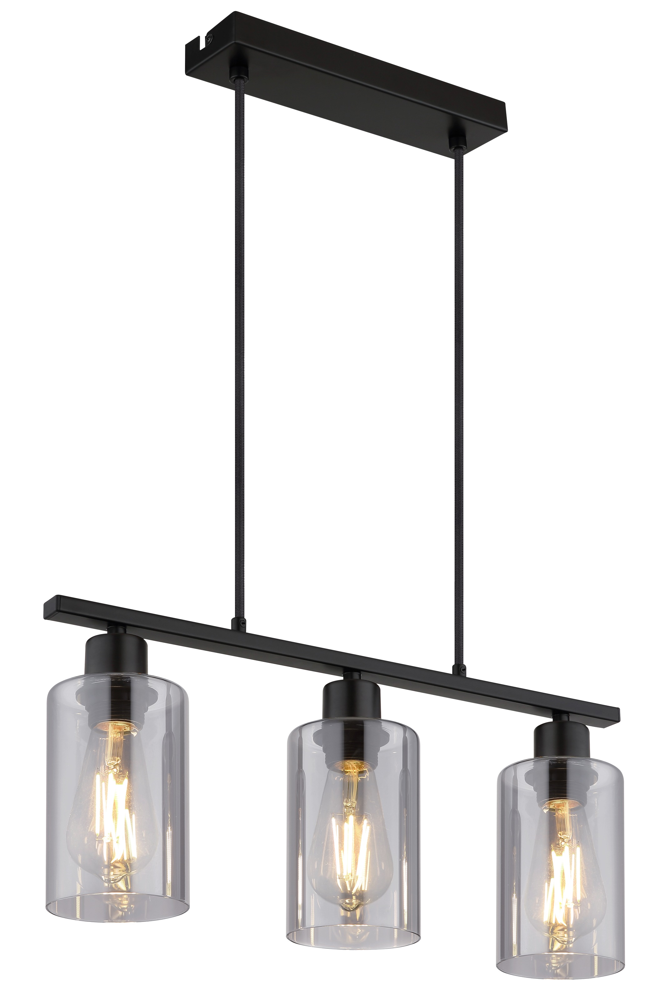 GLOBO LIGHTING Hängeleuchte »HADERA« E27 1 Stk. Wohnzimmerleuchte schwarz matt, Rauchglas, höhenkürzbar