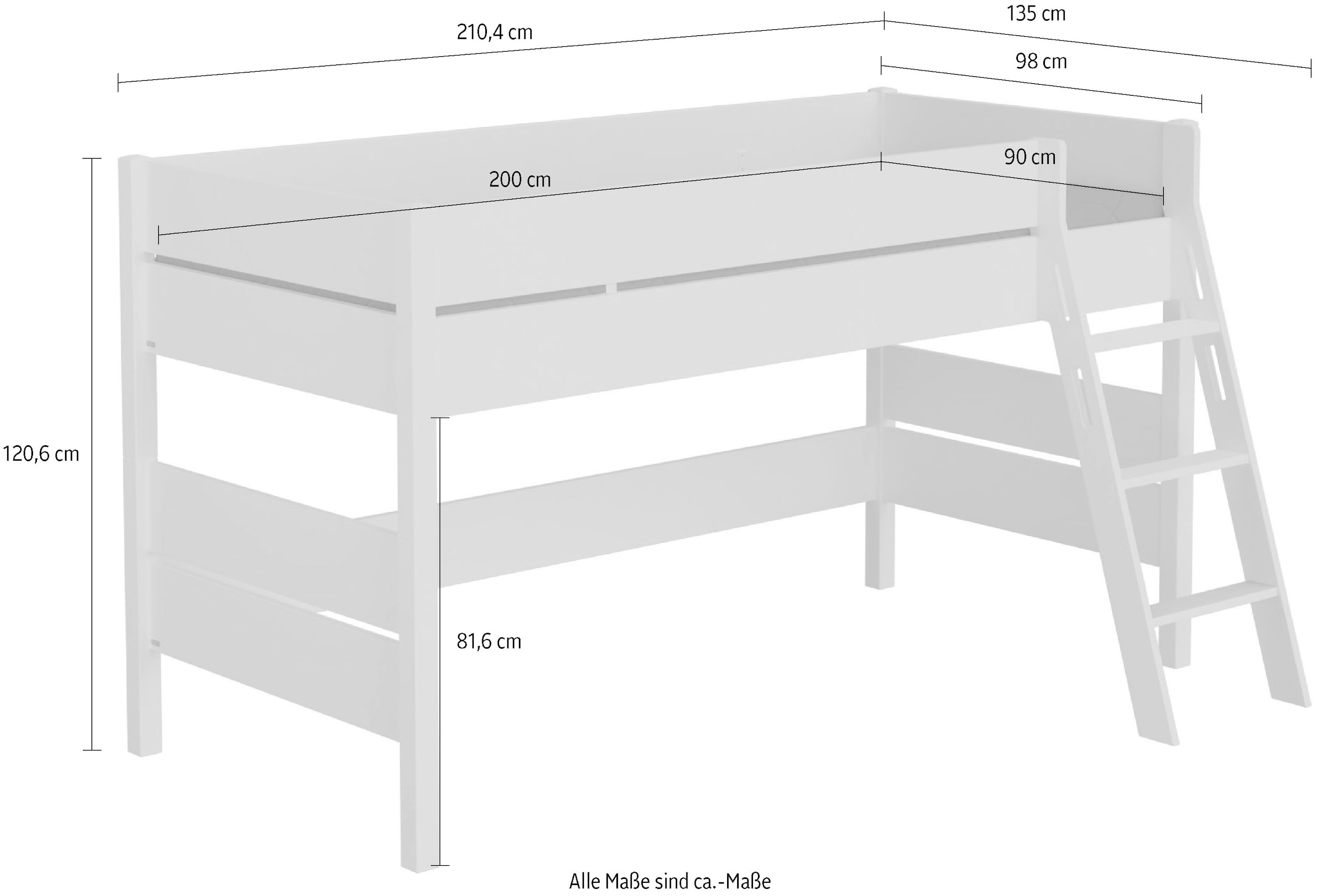 PAIDI Spielbett »TIAGO in verschiedenen Größen und Farben, mit Leiter« Höhe 120 / 160 cm, 120 kg Tragkraft, 5 Jahre Garantie, 