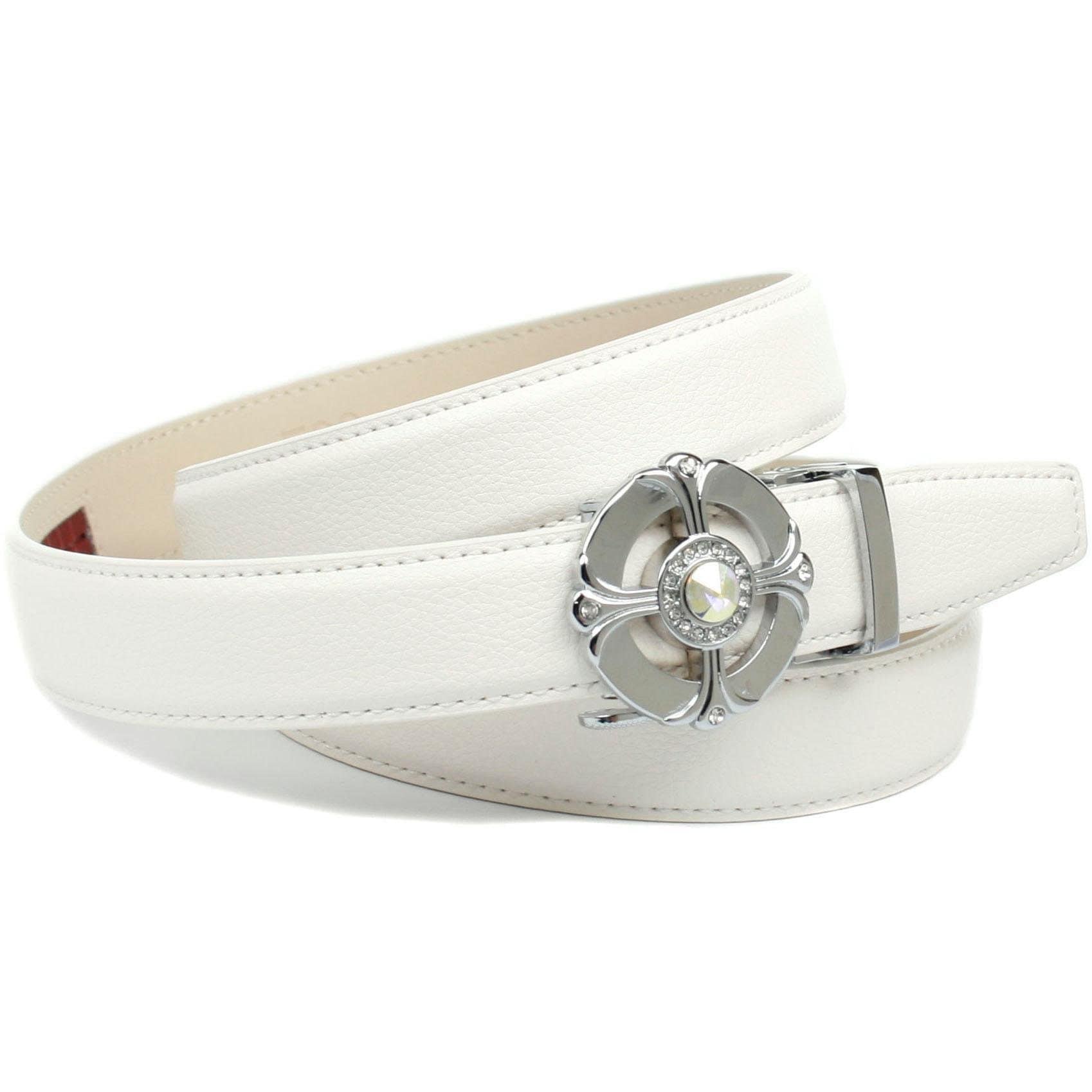 Anthoni Crown Ledergürtel, Femininer Schließe bequem runder in kaufen Ledergürtel mit weiß