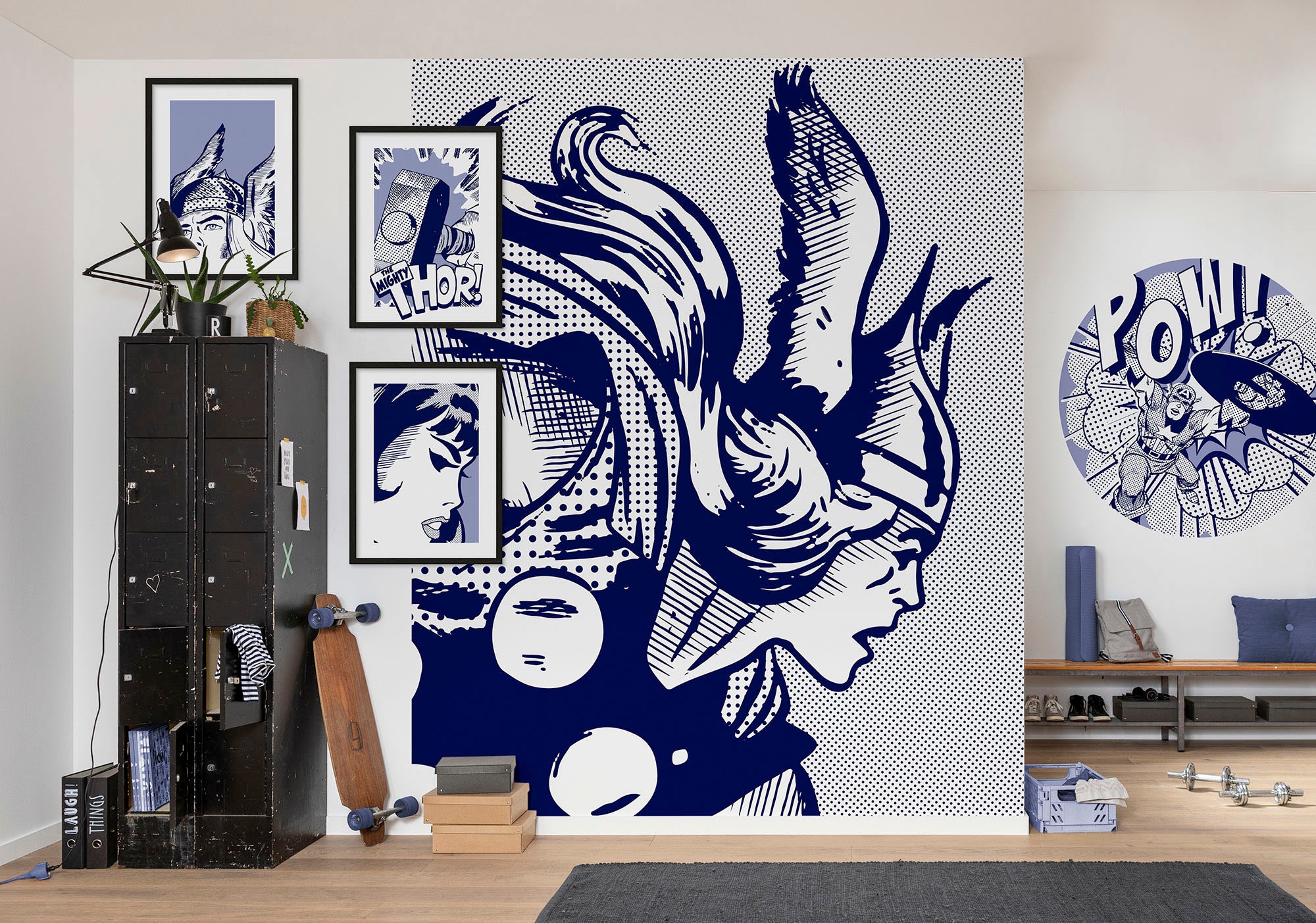 Komar Wandtattoo »selbstklebendes Vlies - Captian America Pow - Größe 125 x 125 cm«, (1 St.), rund und selbstklebend