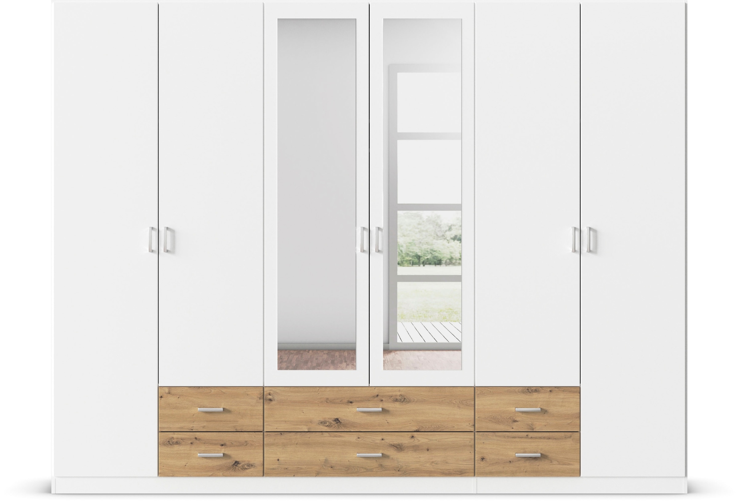rauch Kleiderschrank »Schrank Garderobe Wäscheschrank GAMMA in 3 Breiten«, viel Stauraum mit 6 Schubladen, mit Spiegel TOPSELLER MADE IN GERMANY