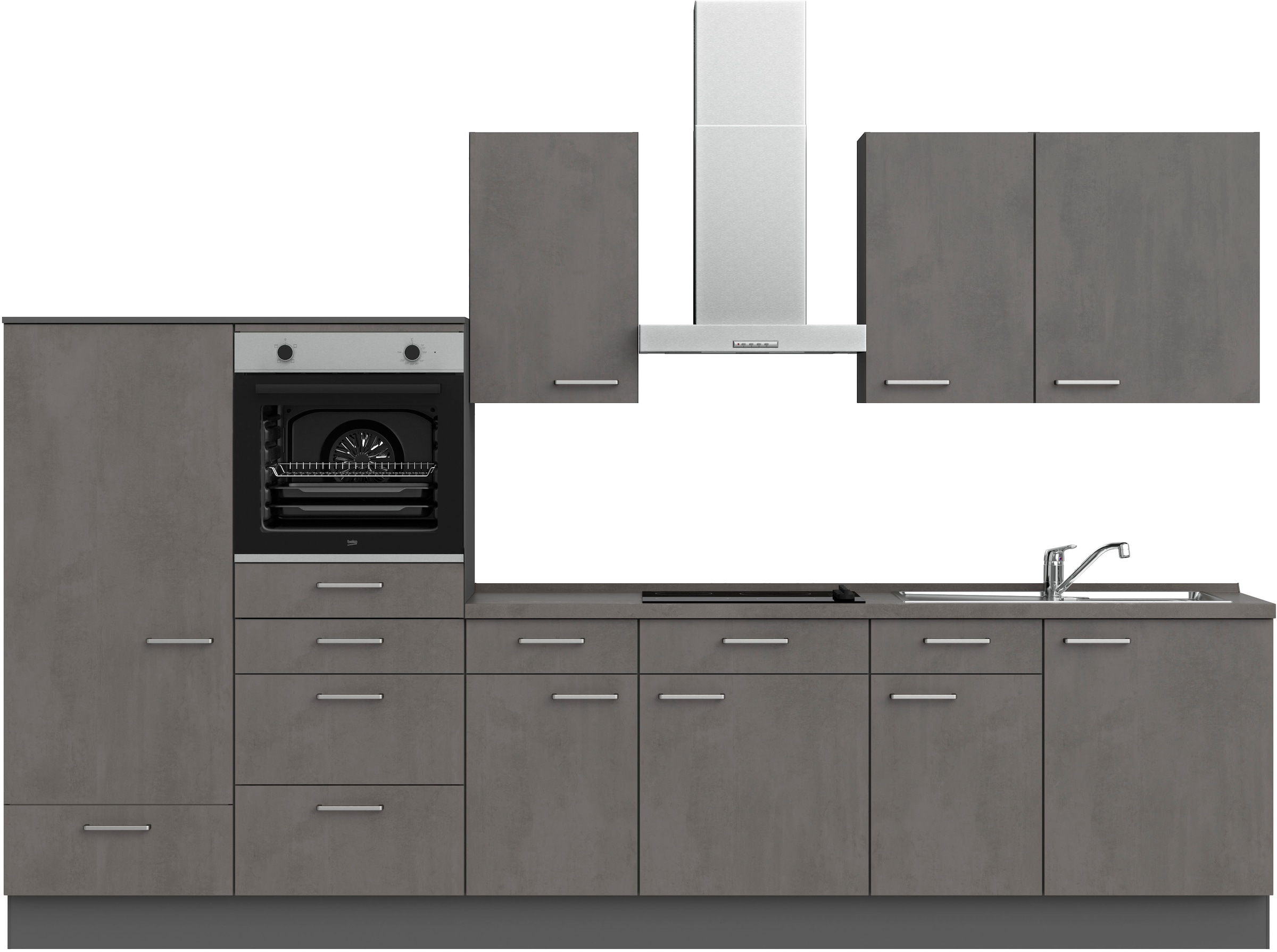 nobilia® Küchenzeile »"Riva I"« vormontiert,  Ausrichtung wählbar, Breite 330 cm, wahlw. mit E-Geräten