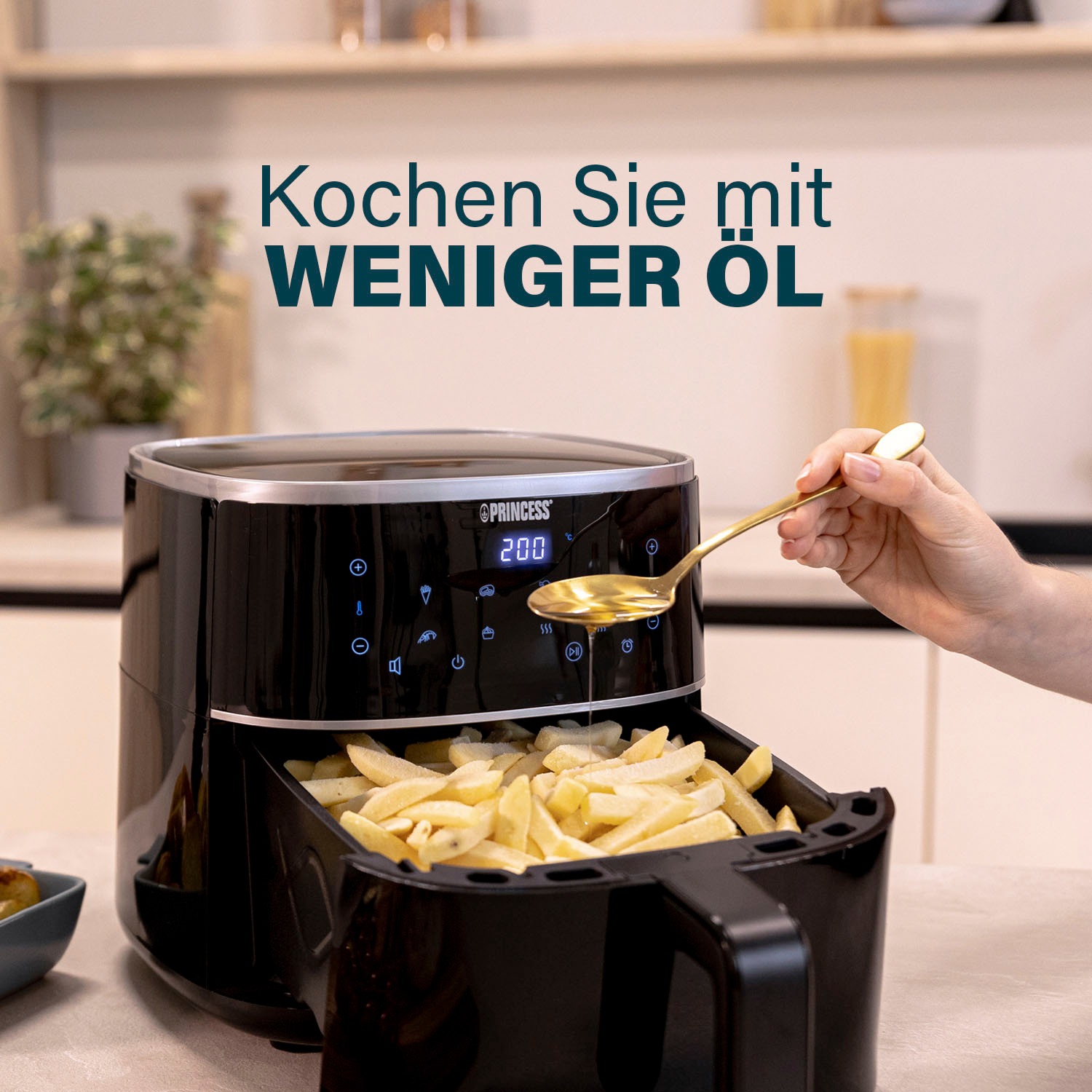 PRINCESS Heißluftfritteuse »182254 – Füllmenge des Behälters variierbar – 8 L«, 1800 W, Fassungsvermögen 8 l