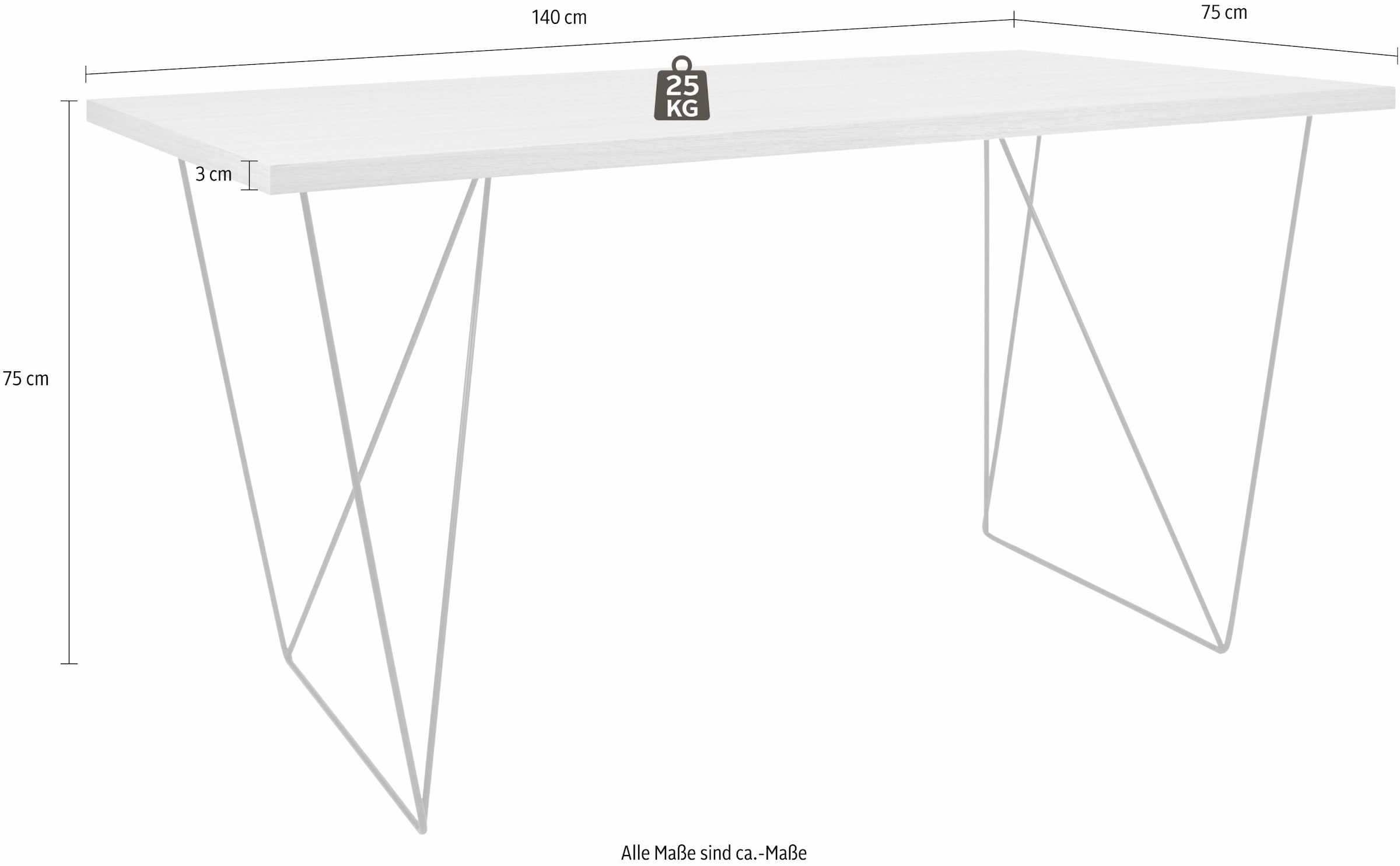 TemaHome Schreibtisch, (B/T/H): 140/75/75 cm