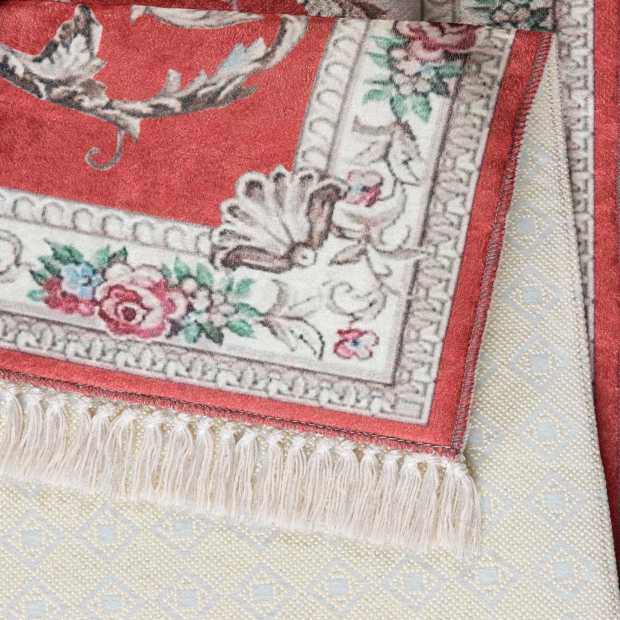 Sehrazat Teppich »Vintage 7000«, rechteckig, 6 mm Höhe, Flachflor, Blumen Vintage, Anti Rutsch, waschbar, Wohnzimmer