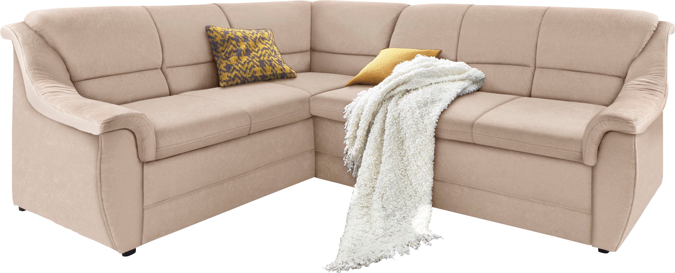 DOMO collection Ecksofa »Lale zeitlose Formensprache, komfortabel, L-Form«, mit langem Schenkel, wahlweise mit Bettfunktion