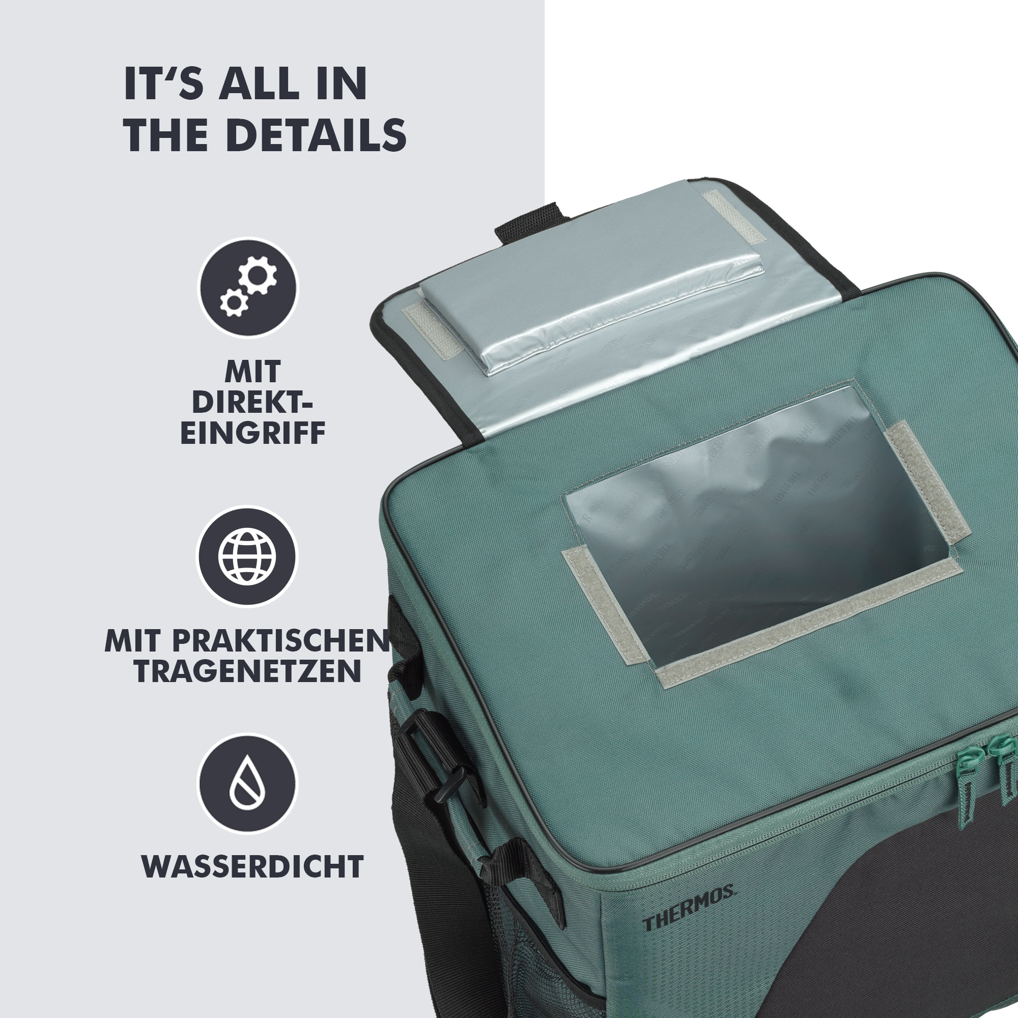 THERMOS Kühltasche »ICON Cooler mit praktischen Tragenetzen« IsoTec Premium-Schichtisolierung, verstellbarer Tragegurt