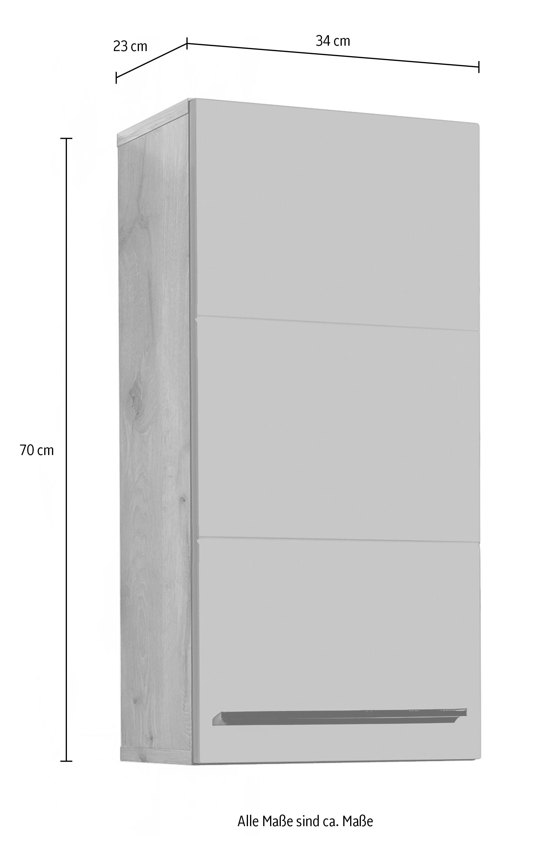 BASIC by Balculina Hängeschrank »Rom BxHxT 34x70x23 cm« 1 Stk. tlg. Breite 34cm, Kunststoffgriffe, Made in Europa