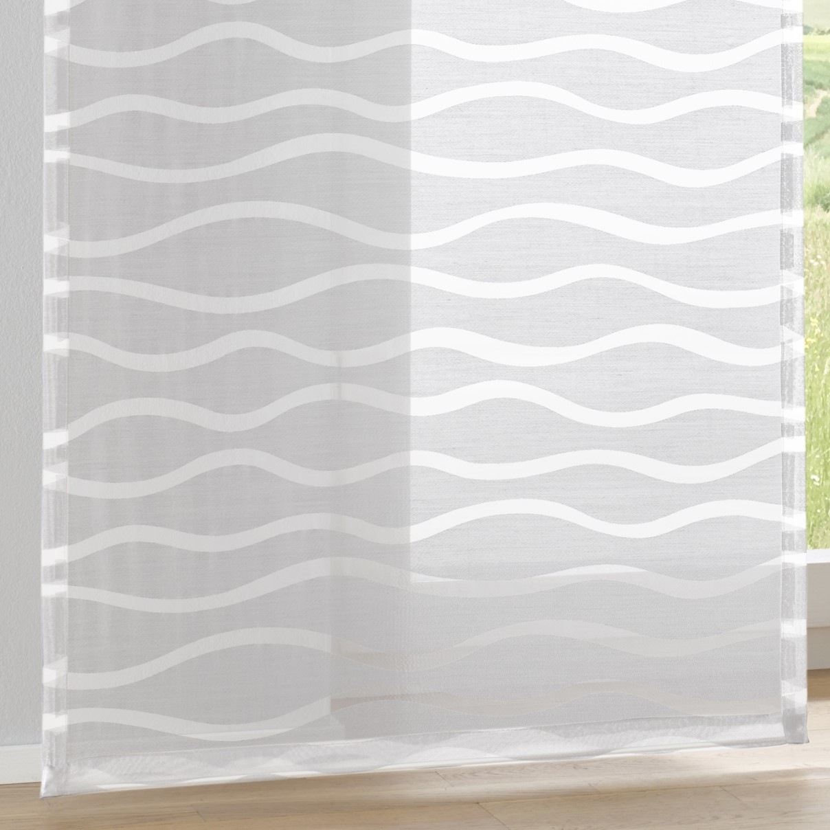 Kutti Schiebegardine »Enya«, (1 St.), Ausbrenner Welle transparent uni günstig online kaufen