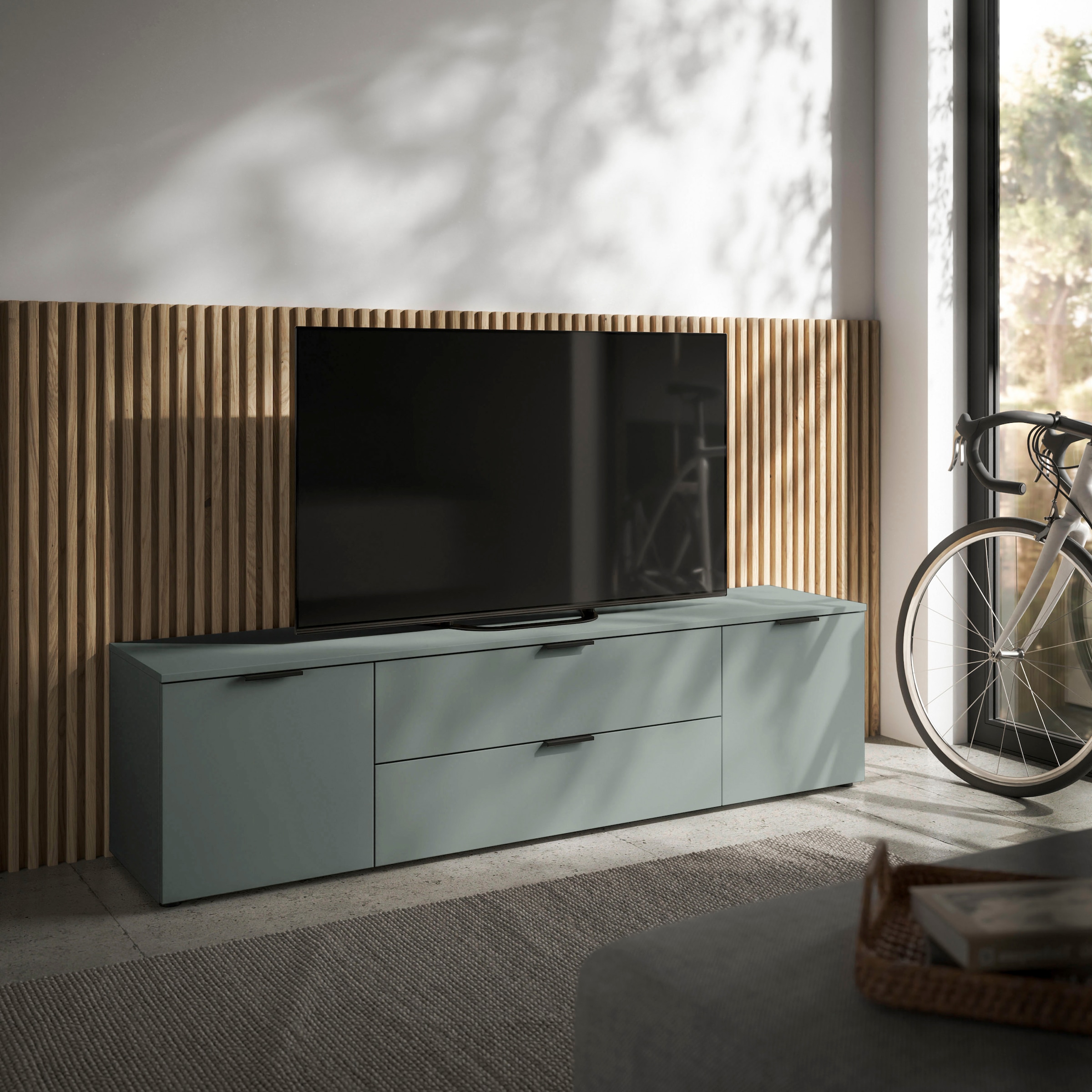 HBZ Lowboard »Linz TV-Unterschrank, BxHxT 180x47x40cm«, (1 St.), Breite 180cm,Lip-Griff, Melaminbeschichtung