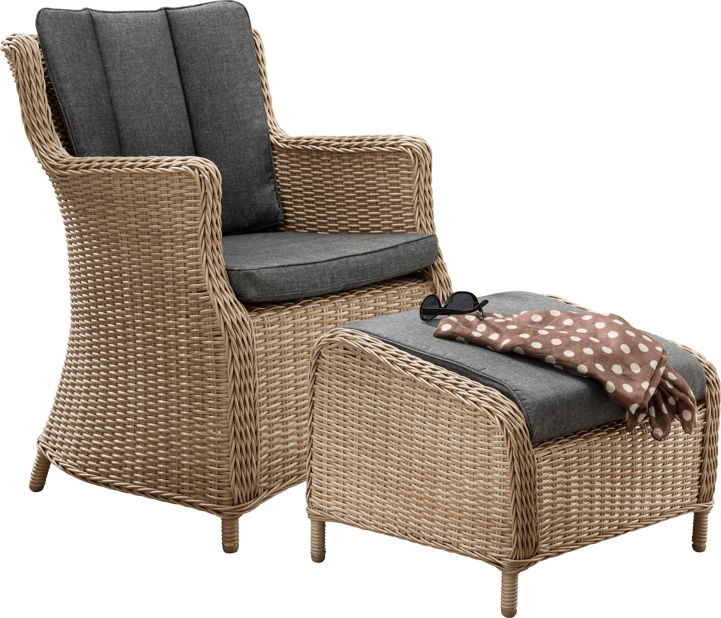 Destiny Balkonset »LUNA CASA«, (5 tlg.), LUNA CASA Set Sessel + Fußhocker, natur meliert kaufen