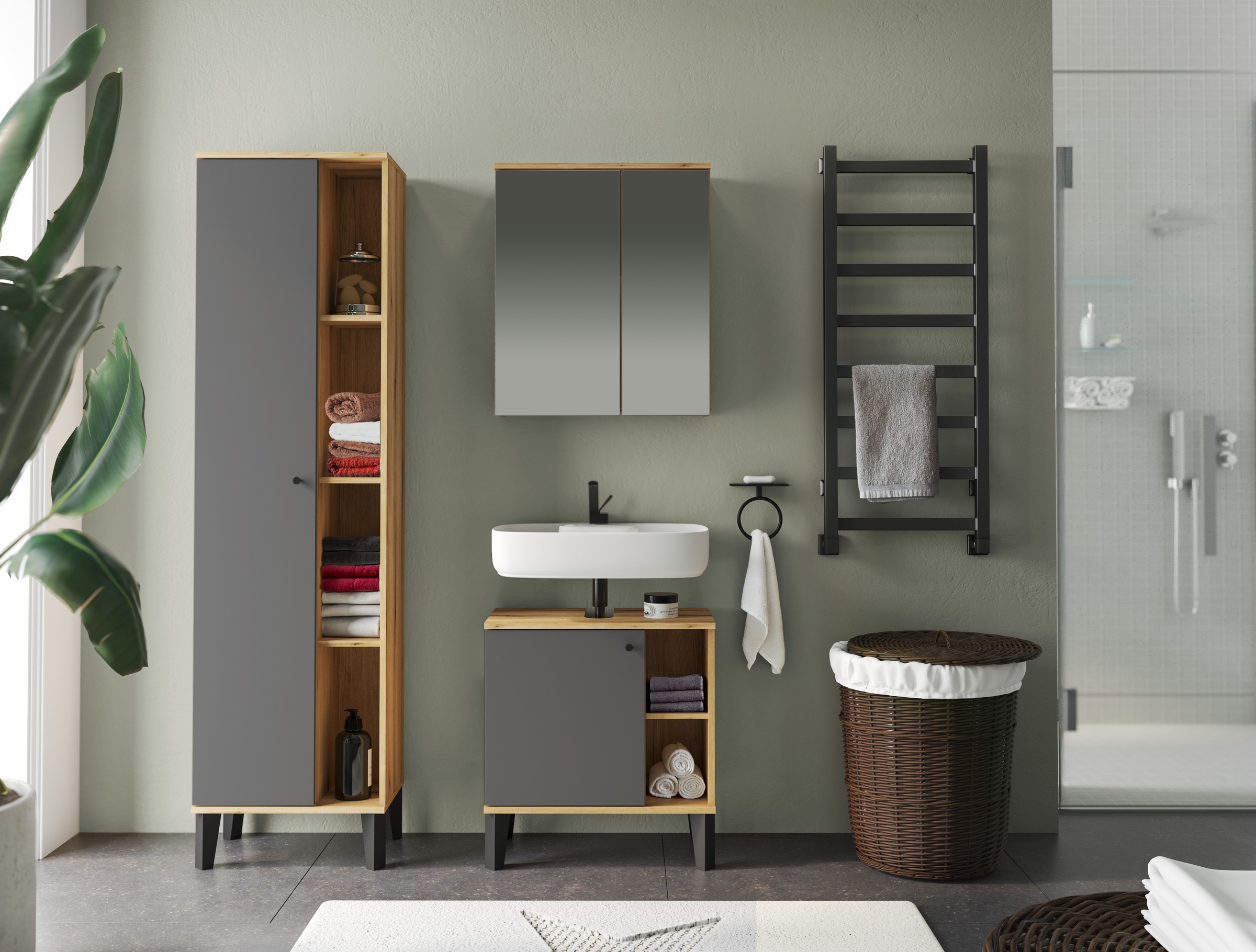 INOSIGN Badmöbel-Set »OSLO, Bad im skandinavischen Design, 3-teiliges Badez günstig online kaufen