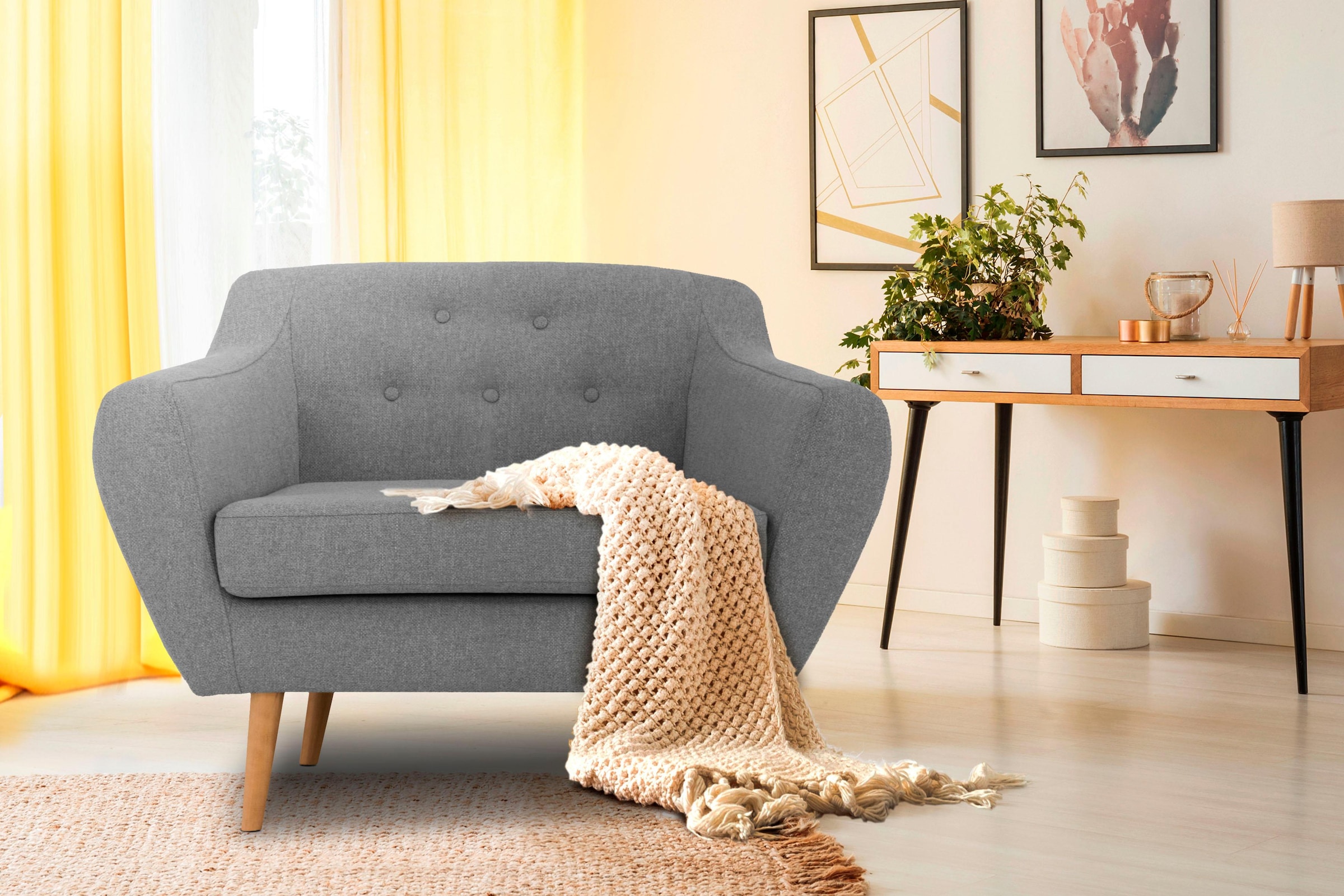 Home affaire Sessel »Renne« mit Heftung im Rücken im skandinavischem Stil günstig online kaufen