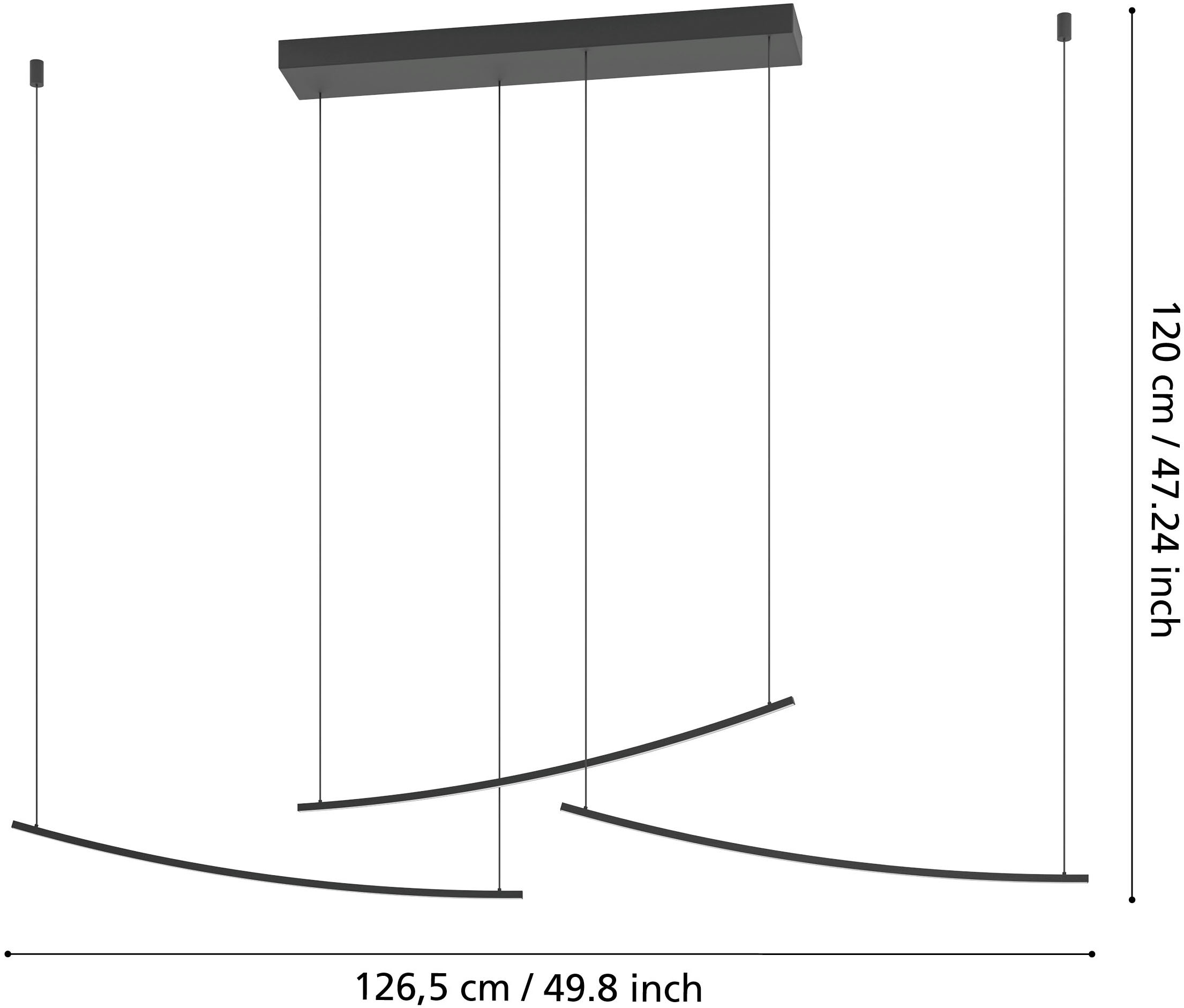 EGLO Hängeleuchte »VILLEGGI Pendellampe - Alu, Stahl - LED - 22W - IP20« LED-Modul 1 Stk. Kaltweiß | Neutralweiß | Warmweiß Hängelampe, Deckenlampe, Wohnzimmer, Esszimmer, L122 x B10 x H120 cm