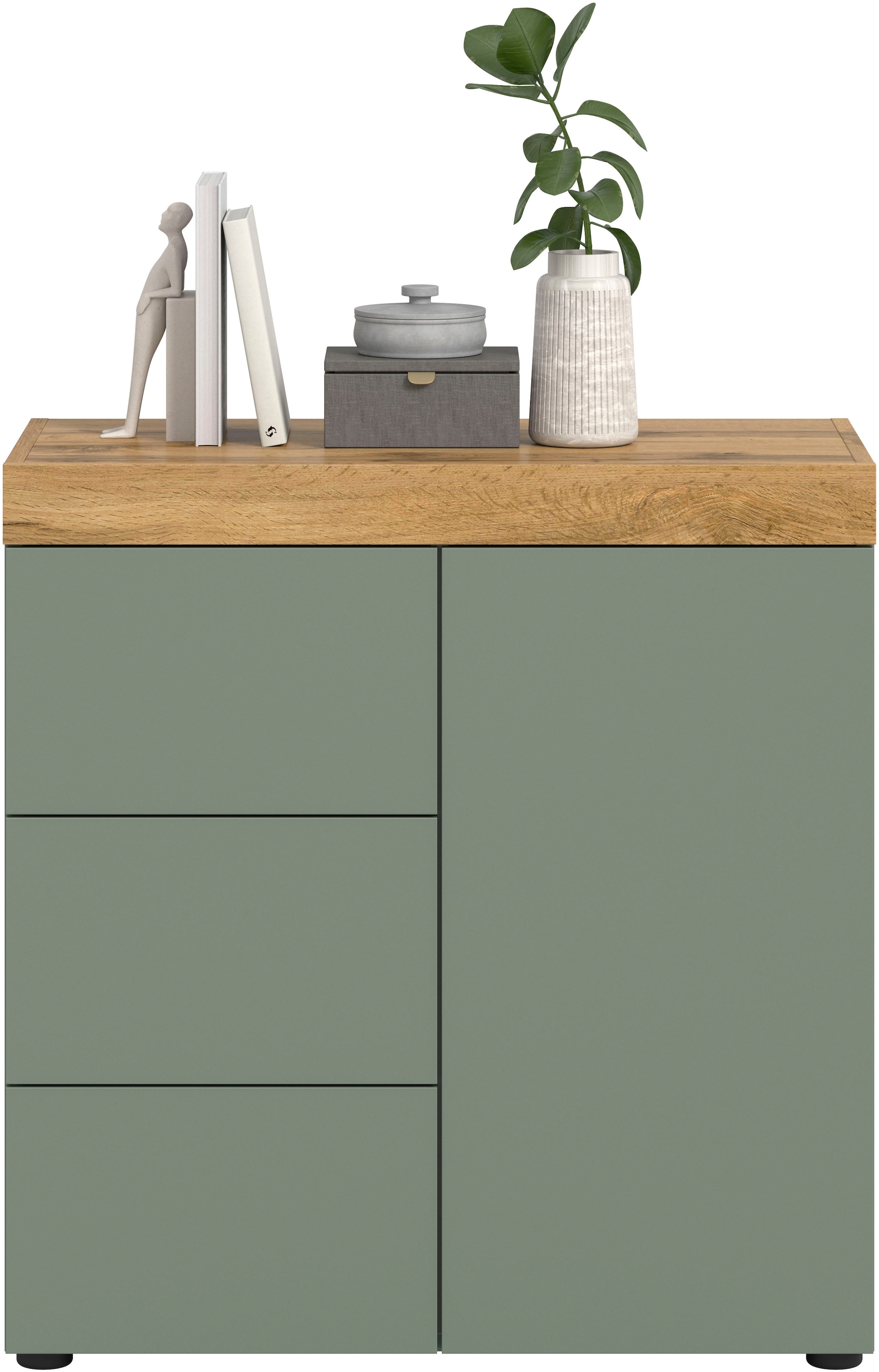 OTTO home Kommode »MAMBO, Breite 77cm, 1 Tür, 3 Schubkästen, push-2-open« 2 farbige Ausführung, in verschiedenen Farben erhältlich, 1 Stk. tlg. Kommode, Anrichte, Wohnzimmer, Schlafzimmer