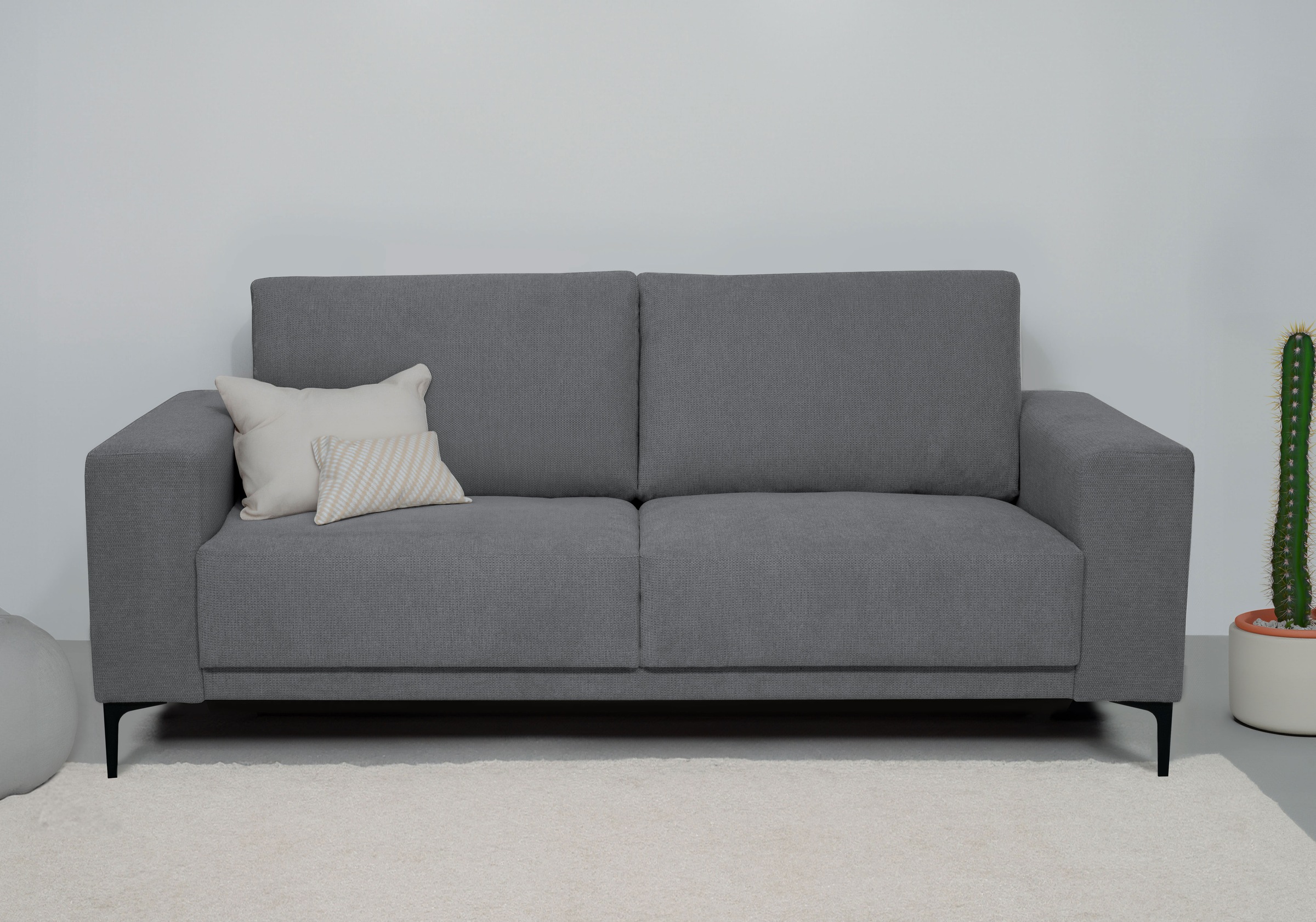 Places of Style 2-Sitzer »Xander«, Breite 164 cm, Webstoff, Soft-Touch Chenille, schwarze Metallfüße