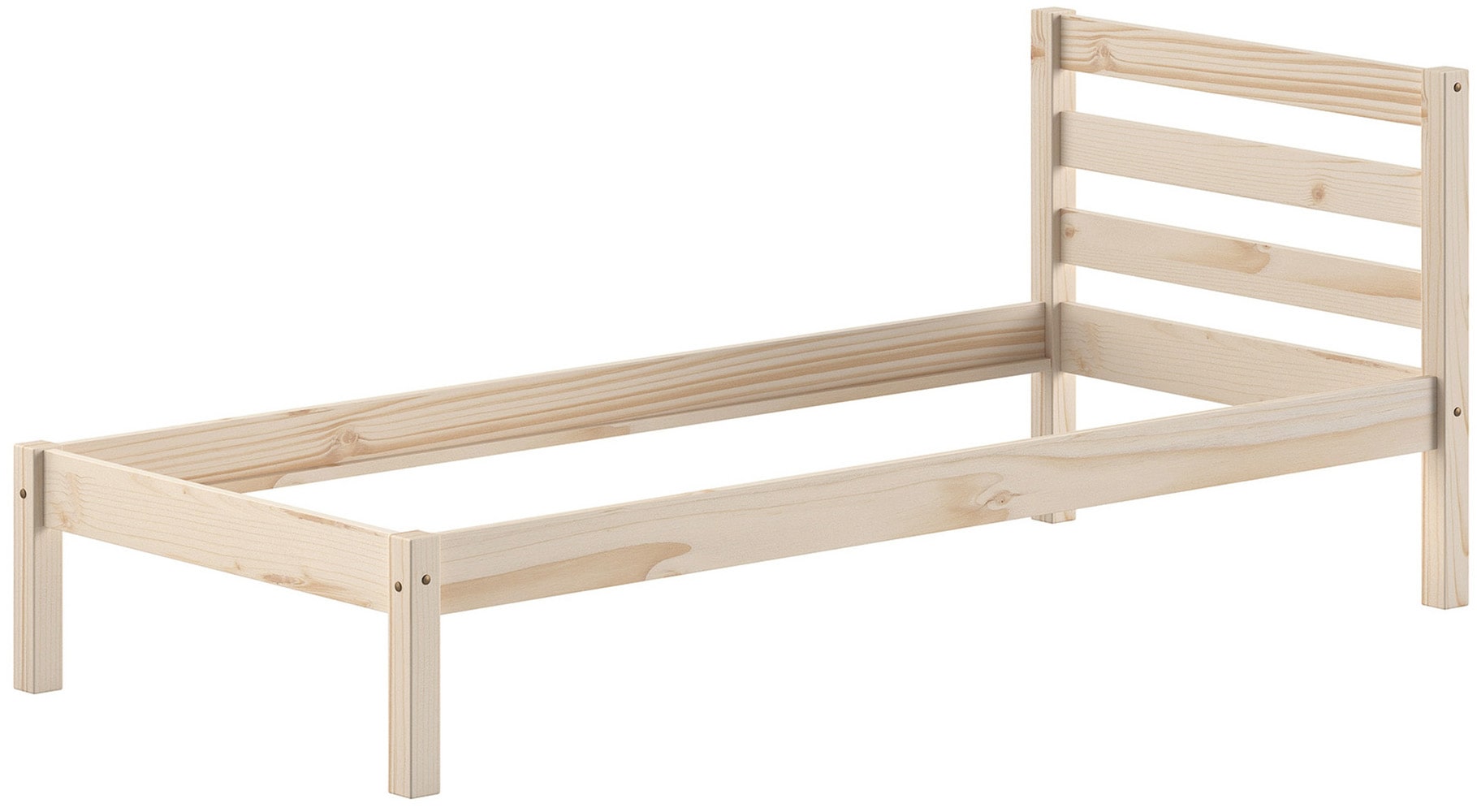 Vipack Massivholzbett »Pino, universell einsetzbar, gradliniges Design, Made in Europe« B: 211 x H: 84,4 x T: 97,5 cm, Liegefläche 90/200 cm, stabil gebaut,  Kiefer massiv, wahlweise in Natur oder Weiß lackiert erhältlich