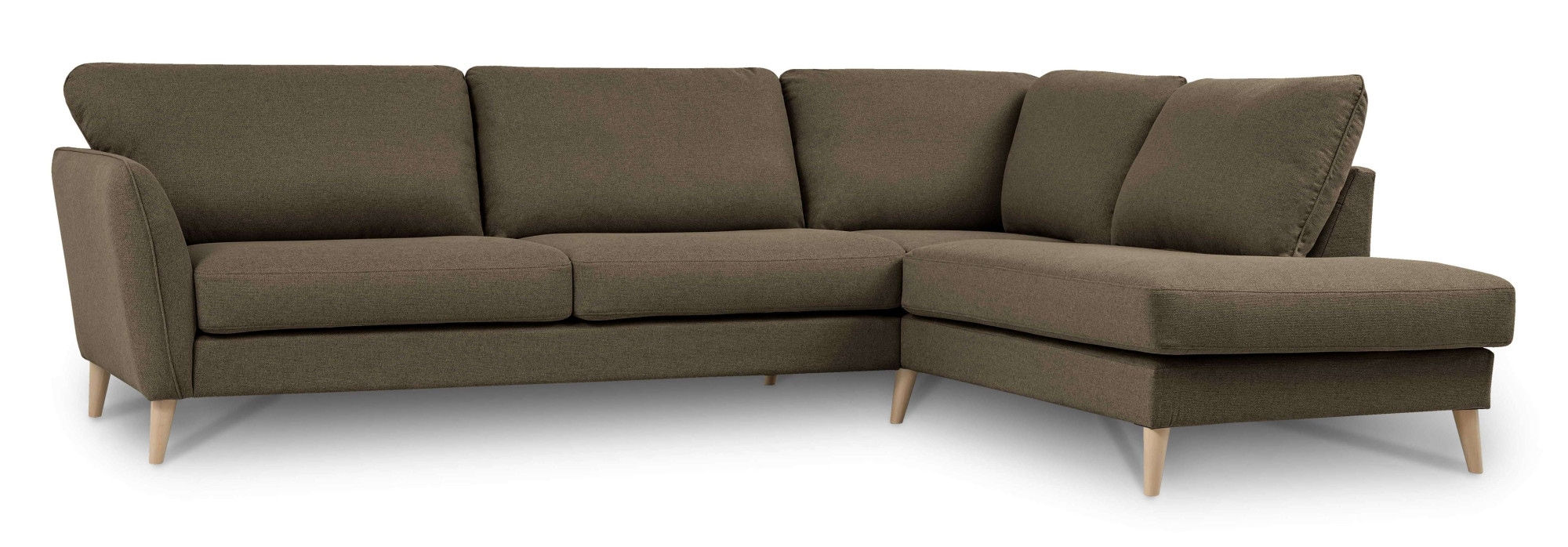 Home affaire Ecksofa »MARSEILLE 278/202 cm, L-Form, Ottom. rechts/links, verschiedene Bezüge«, Massivholzbeine Eiche, Landhausstil, Wellenunterfederung