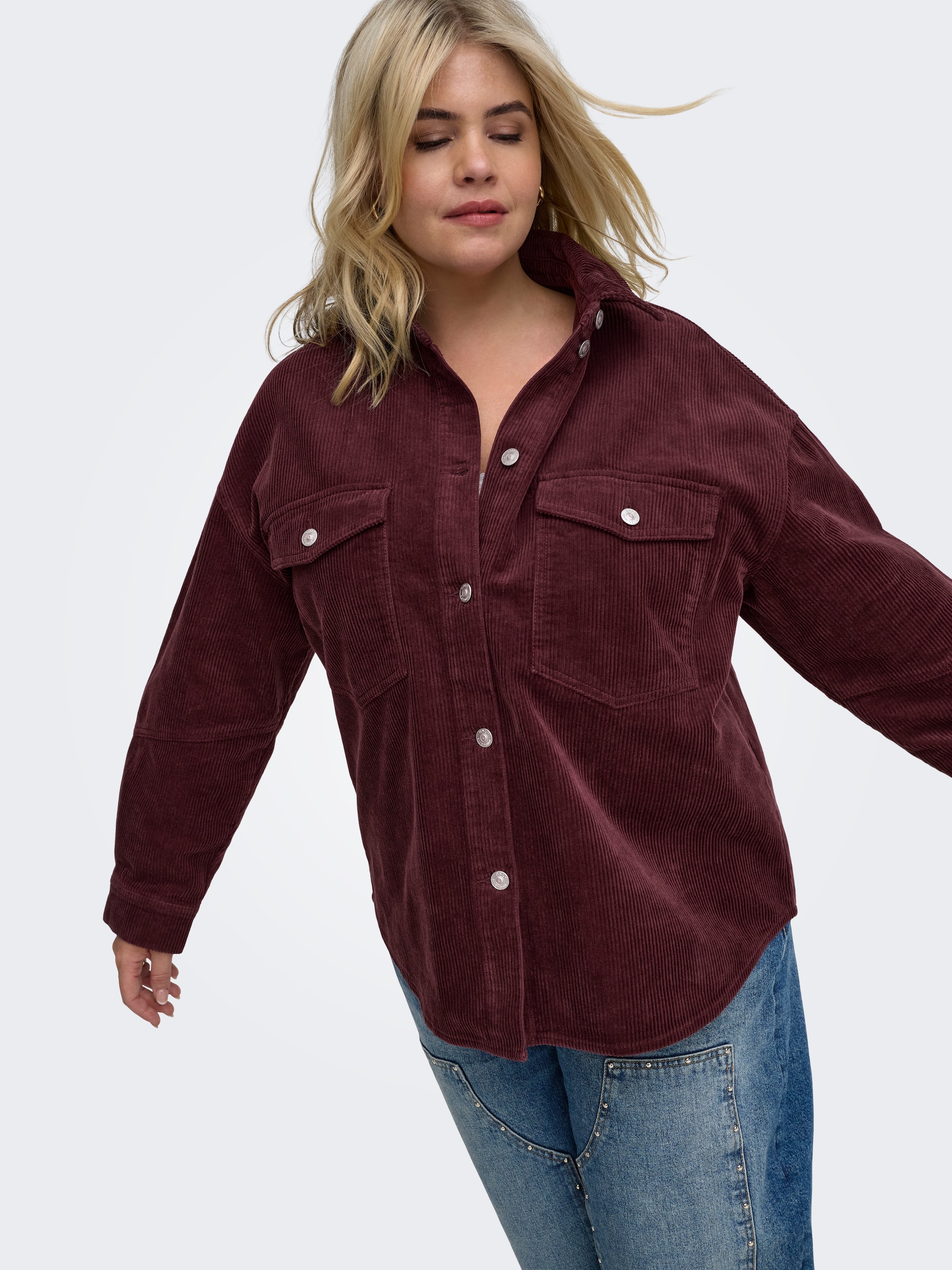 ONLY CARMAKOMA Langarmbluse »CARTIGGY L/S CORD SHACKET PNT NOOS« Baumwolle, Cord