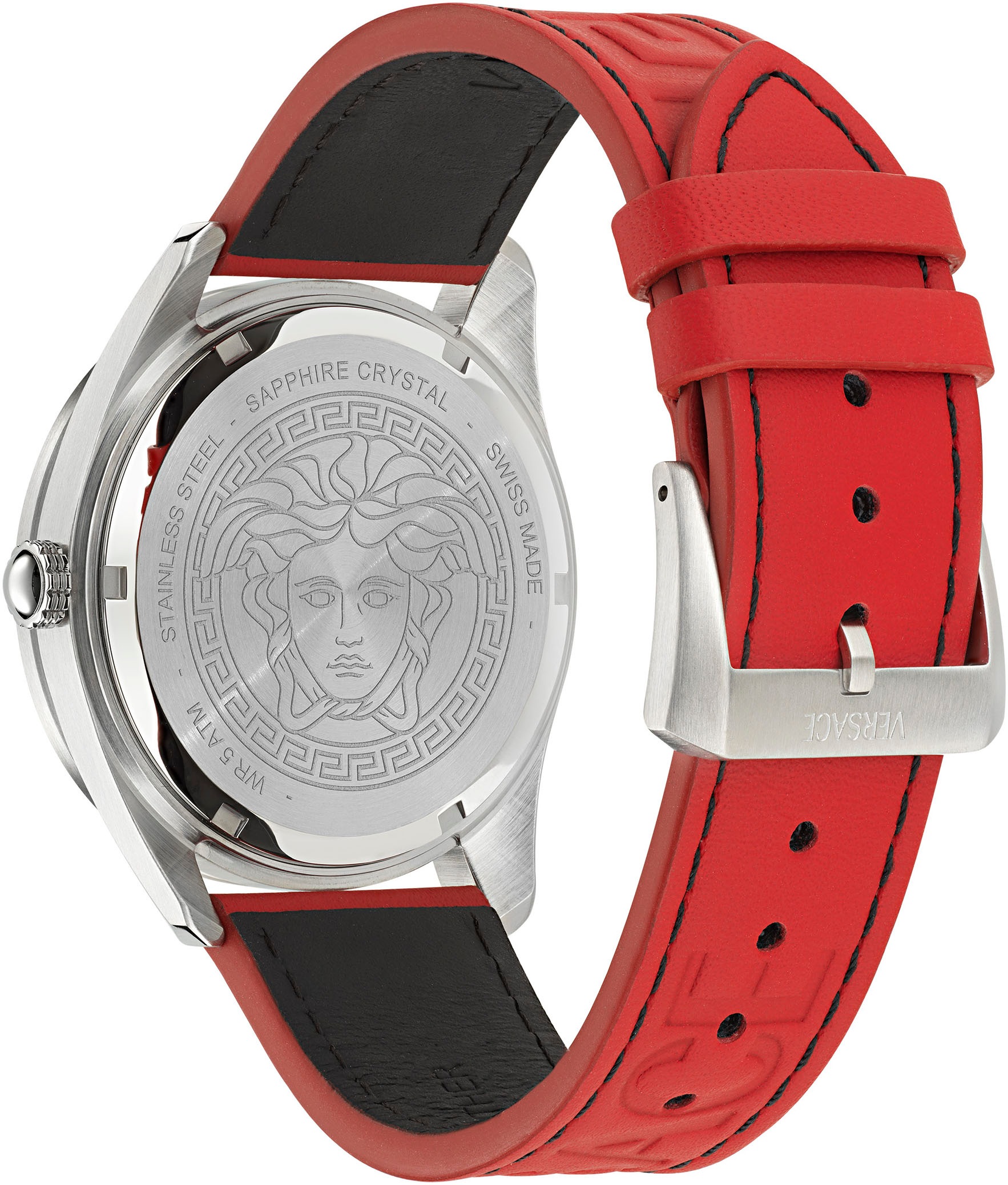 Versace Quarzuhr »V-DOME«, Armbanduhr, Herrenuhr, Swiss Made, Leuchtindizes (Zifferblatt), Datum