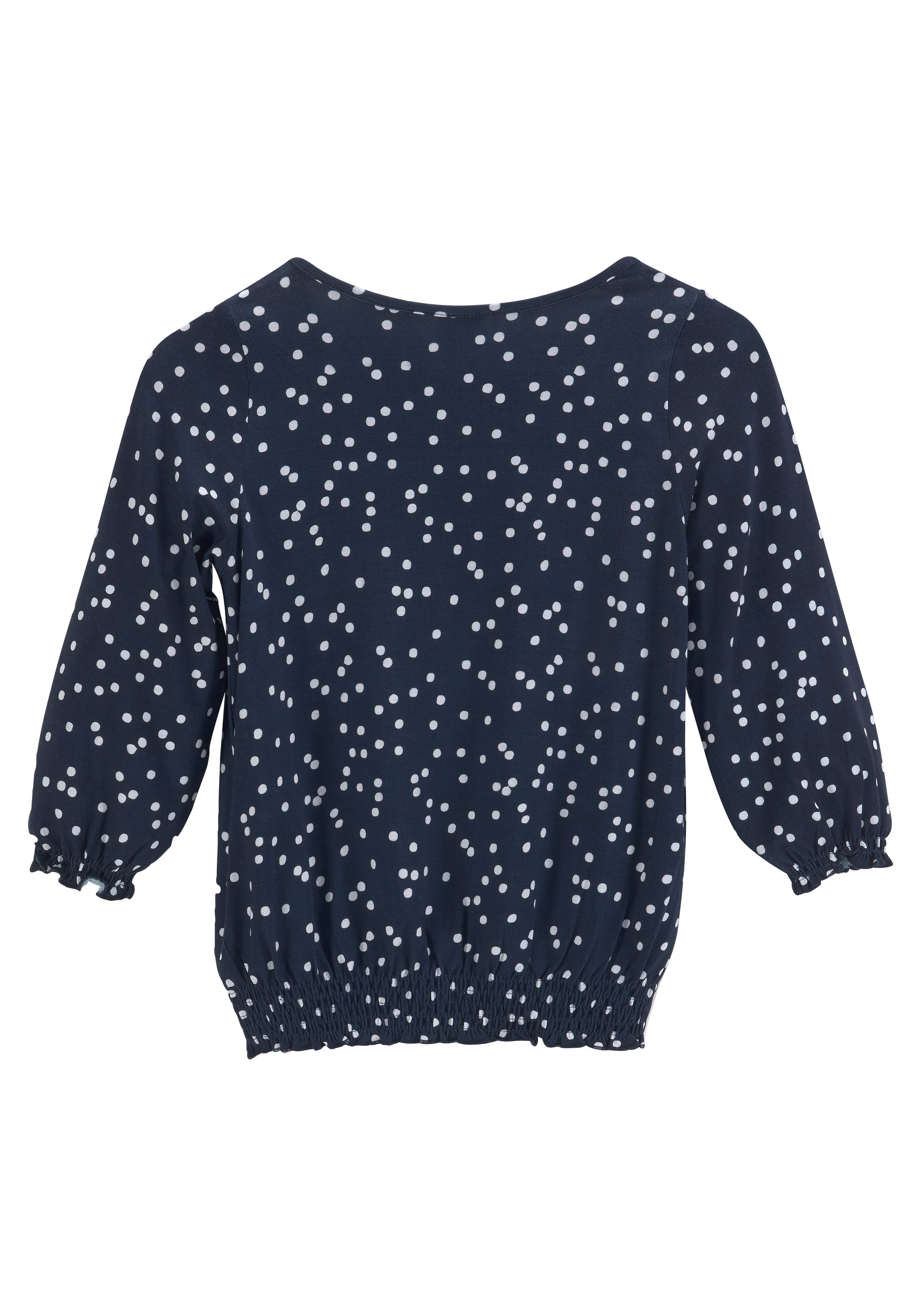 KangaROOS Langarmshirt », Viskoseshirt mit 3/4 Arm«, weite Passform, gepunktetes Design, Rundhalsausschnitt