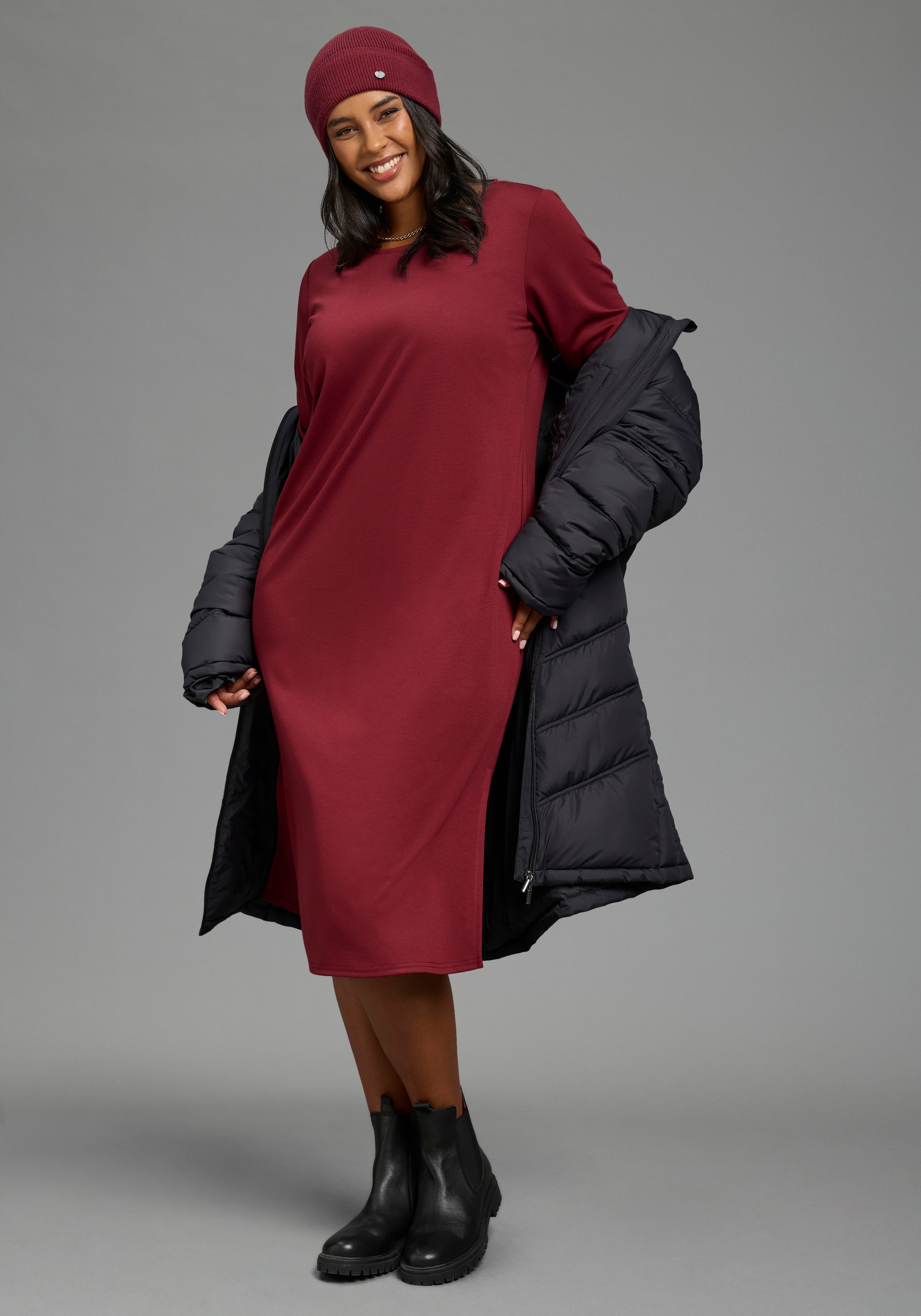 Laura Scott CURVE Midikleid »Große Größen« Midikleid in wadenlanger Schnittform, figurumspielende Passform