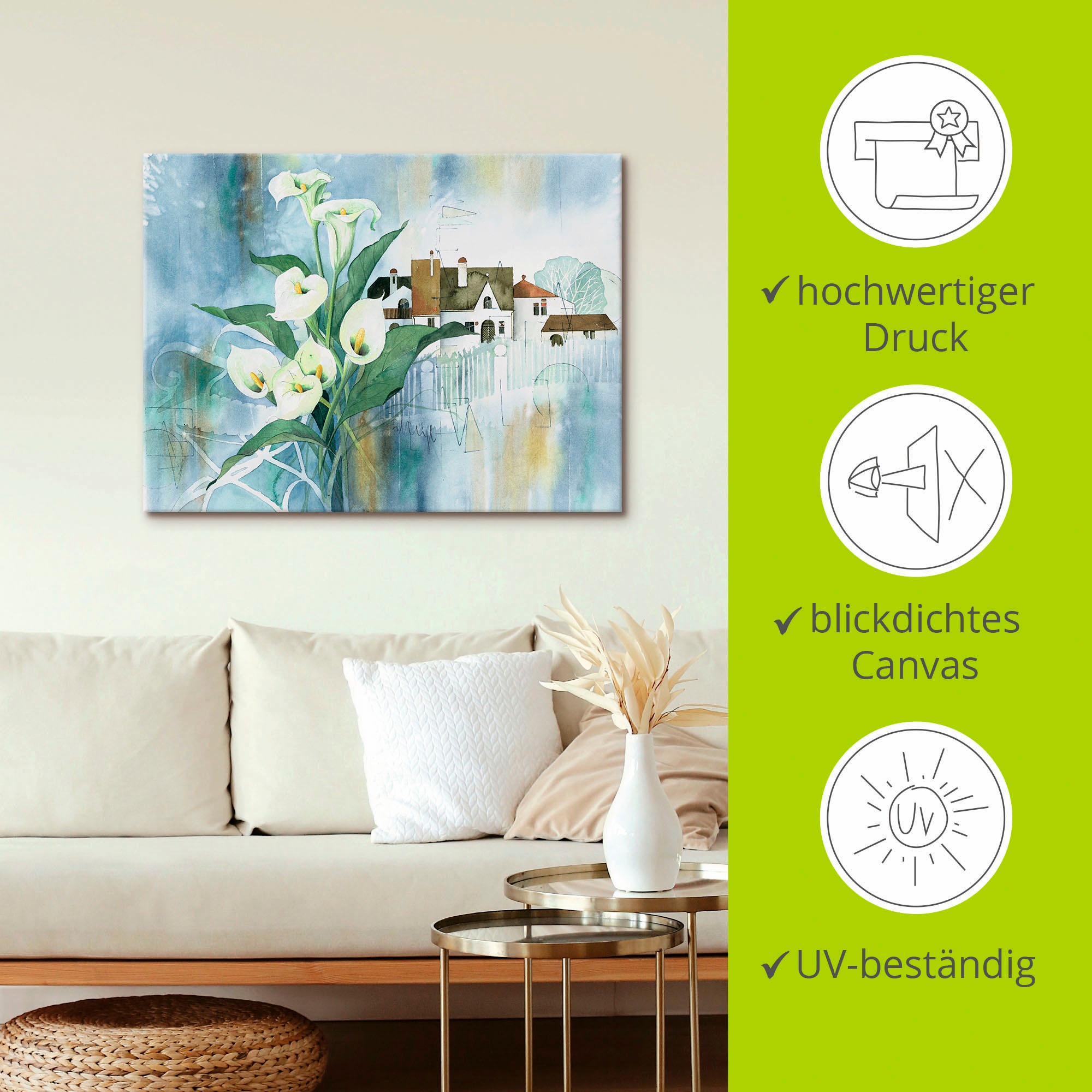Artland Leinwandbild »Callastrauß«, Blumen, (1 St.), auf Keilrahmen gespannt