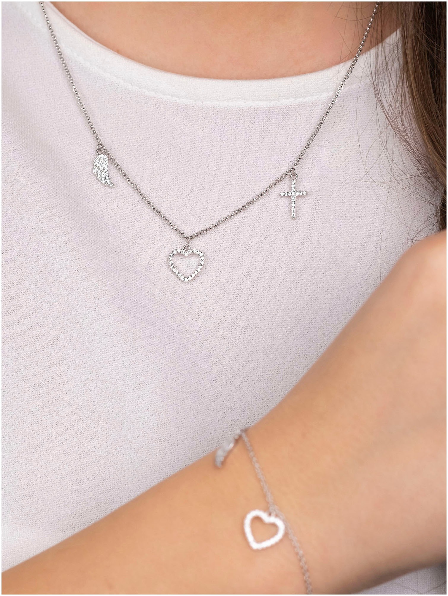 Engelsrufer Kette mit Anhänger »Glaube Liebe und Hoffnung« Made in Germany - mit Zirkonia (synth.)