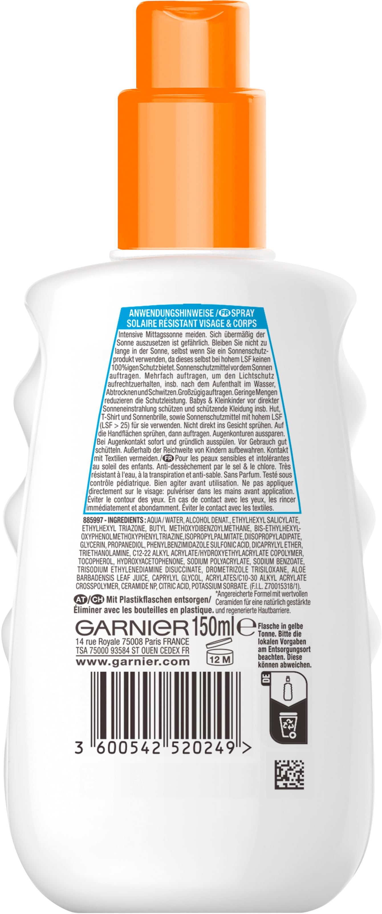 GARNIER Sonnenschutzspray »Garnier Kids Sensitive Sonnenschutz-Spray«, mit leichter und schnell einziehender Formel