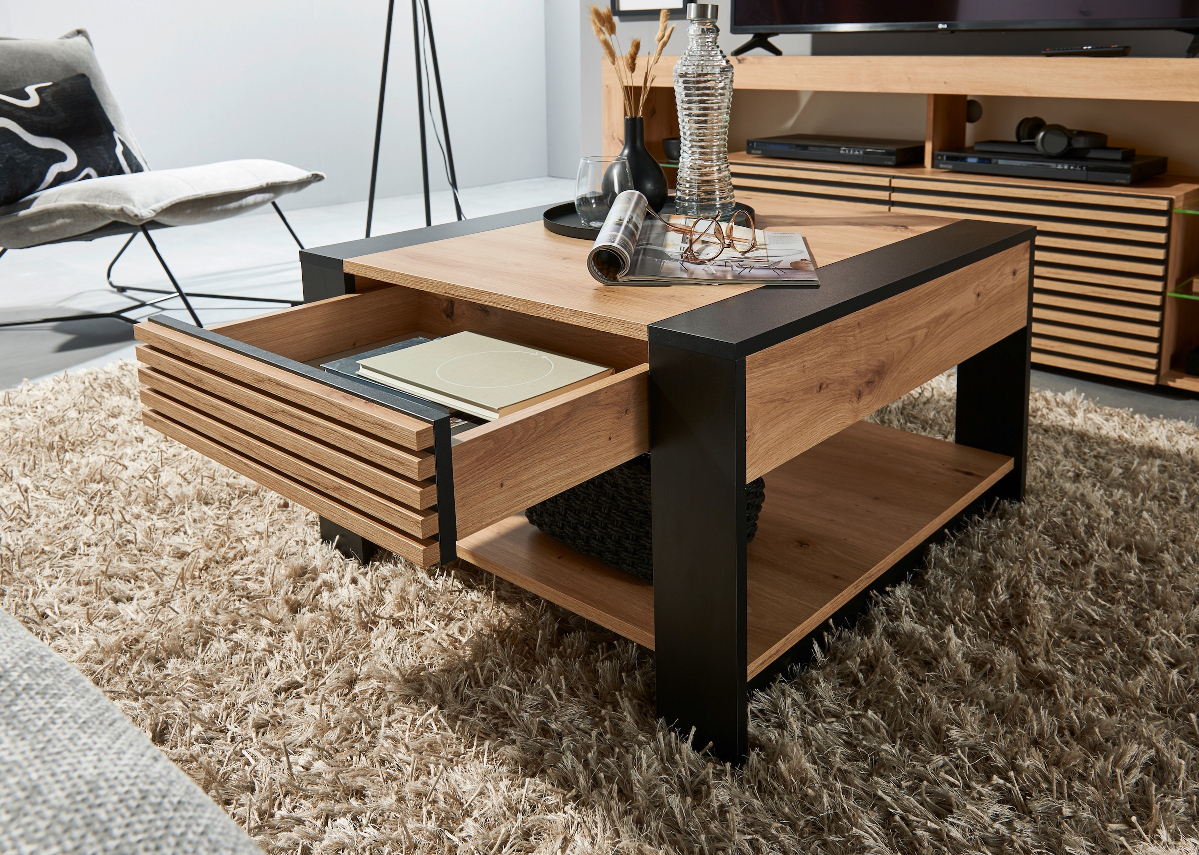 Stolkom Couchtisch »Feli Couchtisch B/H/T 70x42x70 cm« 1 Stk. tlg. MDF, fest verleimten Stäbchen