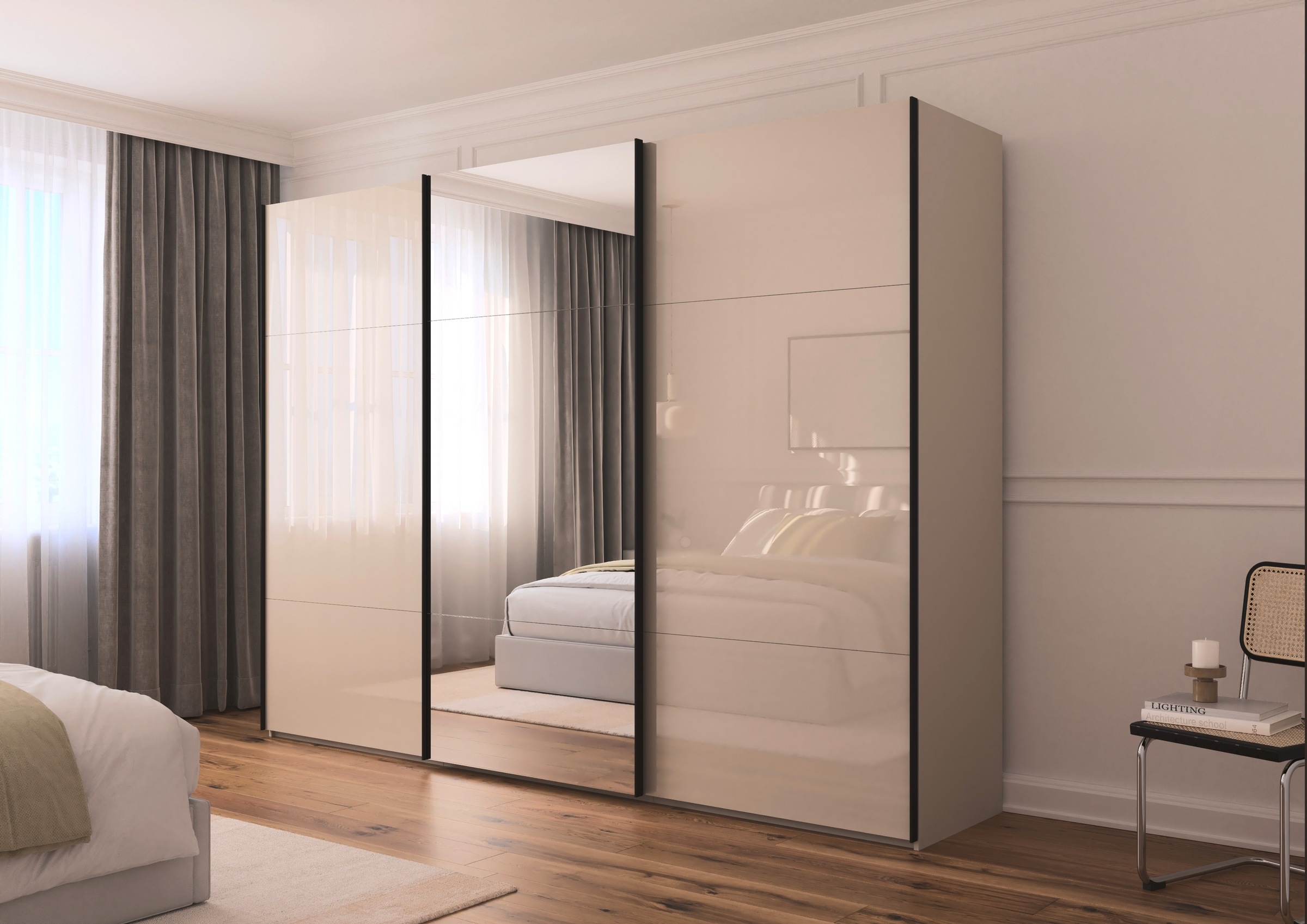 rauch Schwebetürenschrank »Kleiderschrank Schrank Garderobe Schlafzimmerschrank CONTIDO«, (in 3 verschiedenen Ausstattungen BASIC/CLASSIC/PREMIUM), aus hochwertigem Material in 6 Breiten 2 Griff-Farben MADE IN GERMANY