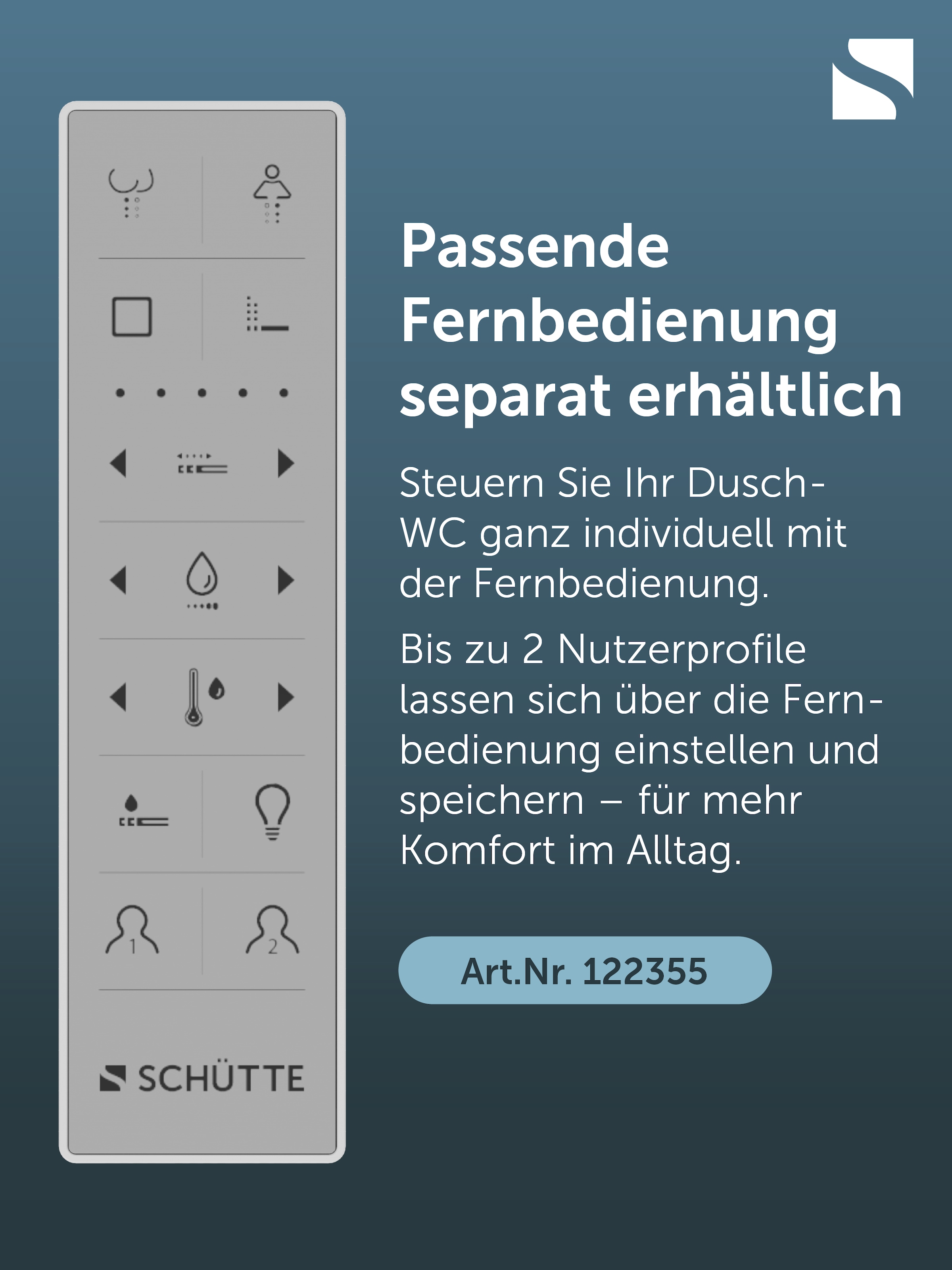 Schütte Dusch-WC Dusch-WC, Wandhängend, spülrandlos, Gesäß- & Ladydusche, LED