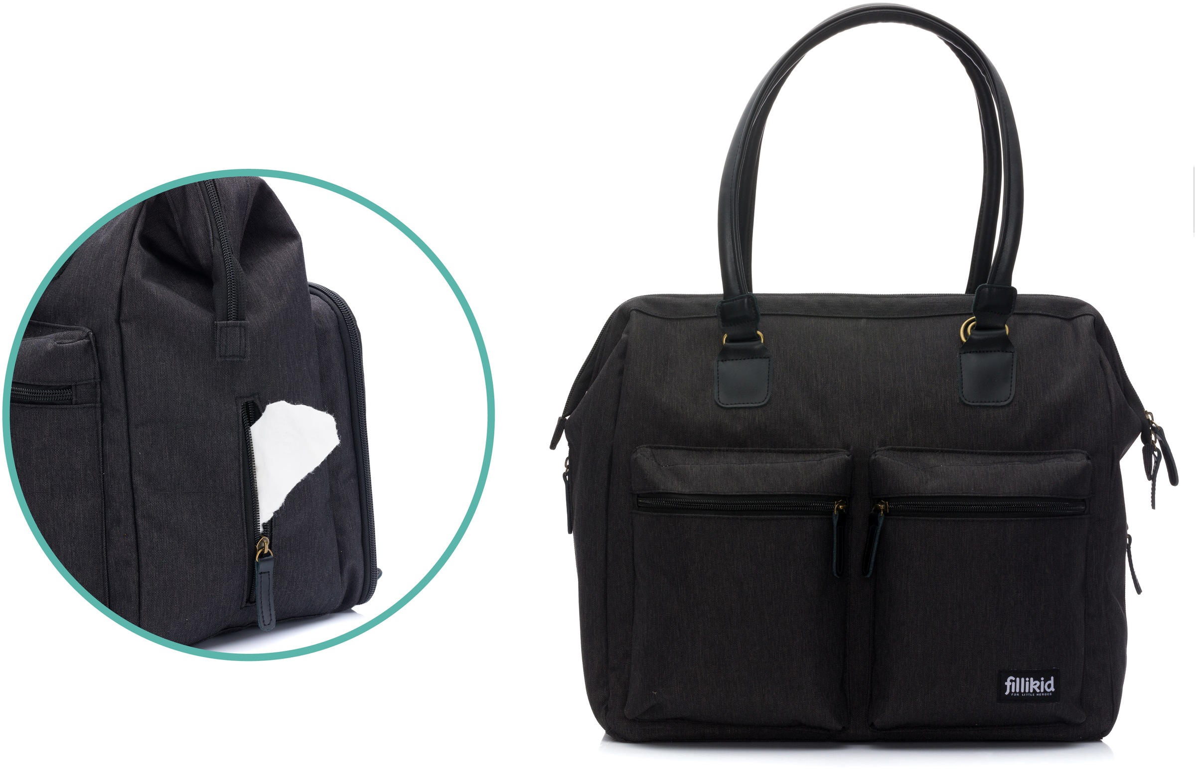 Fillikid Wickeltasche »Oxford, schwarz«, mit Wickelunterlage