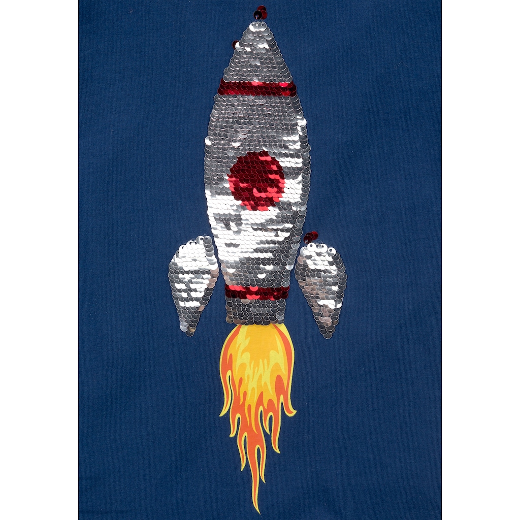 KIDSWORLD Langarmshirt »Rakete aus Wendepailletten«