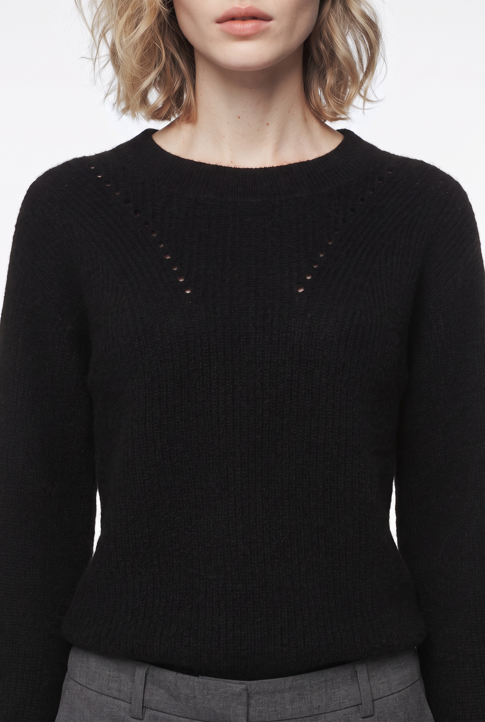 BOSS ORANGE Strickpullover »Fenne Premium Damenmode« aus Wollmix mit Alpaka, Ajourstrickdetails