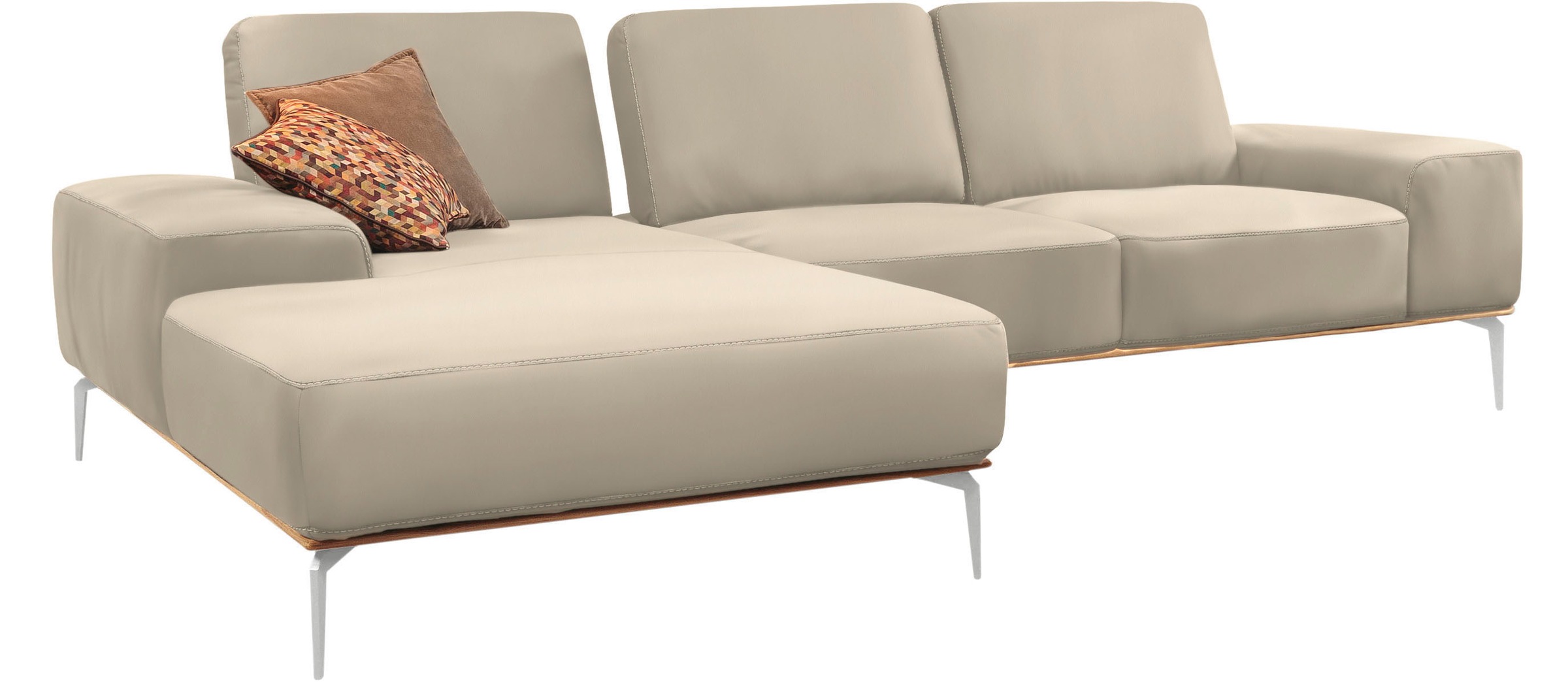 W.SCHILLIG Ecksofa »run, Designsofa, bequem, L-Form«, mit elegantem Holzsockel, Füße in Chrom glänzend, Breite 299 cm