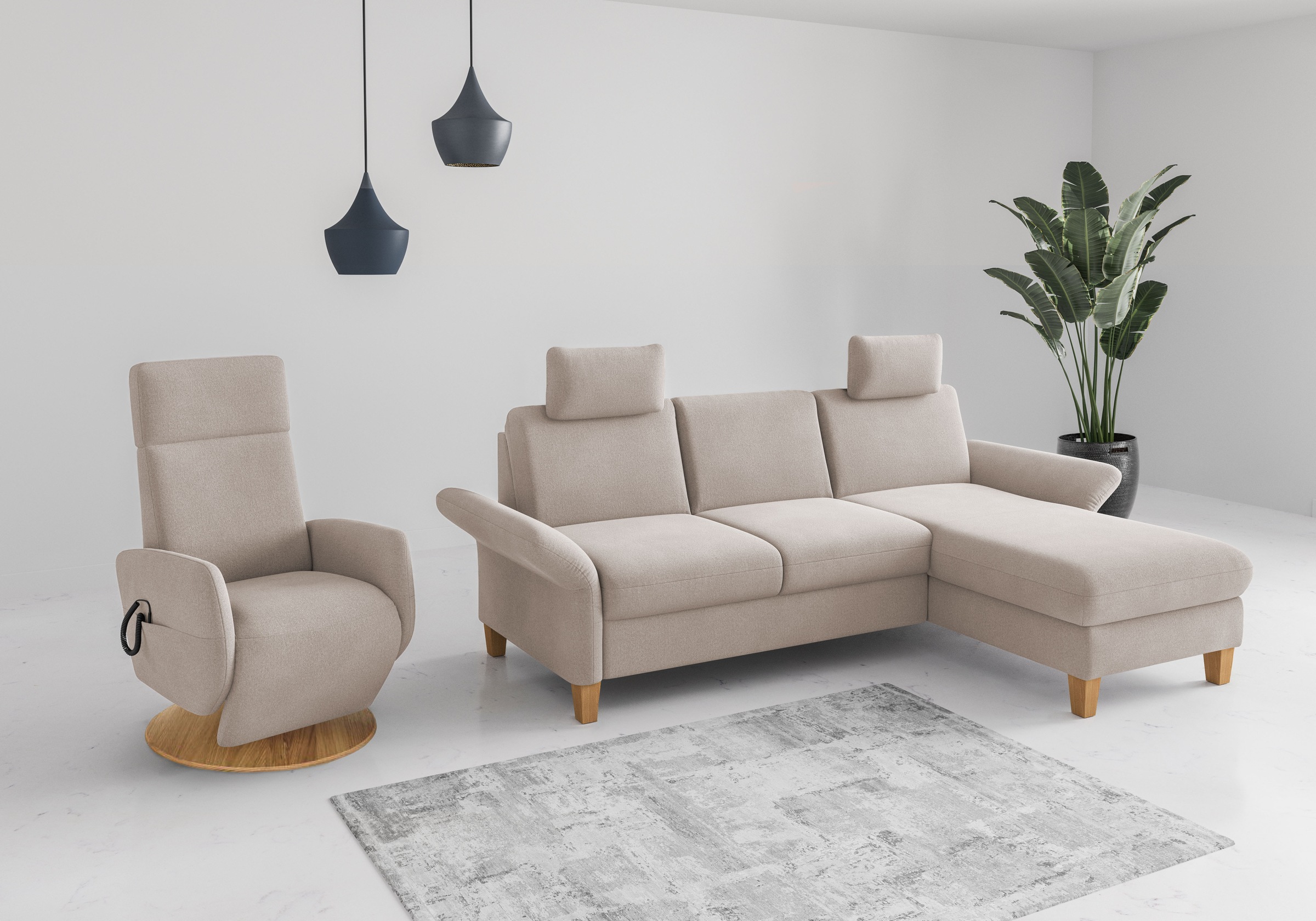 Home affaire Ecksofa »Rochelle«, wahlweise mit Armlverstellung, Klappbett mit Rollen & Bettkasten
