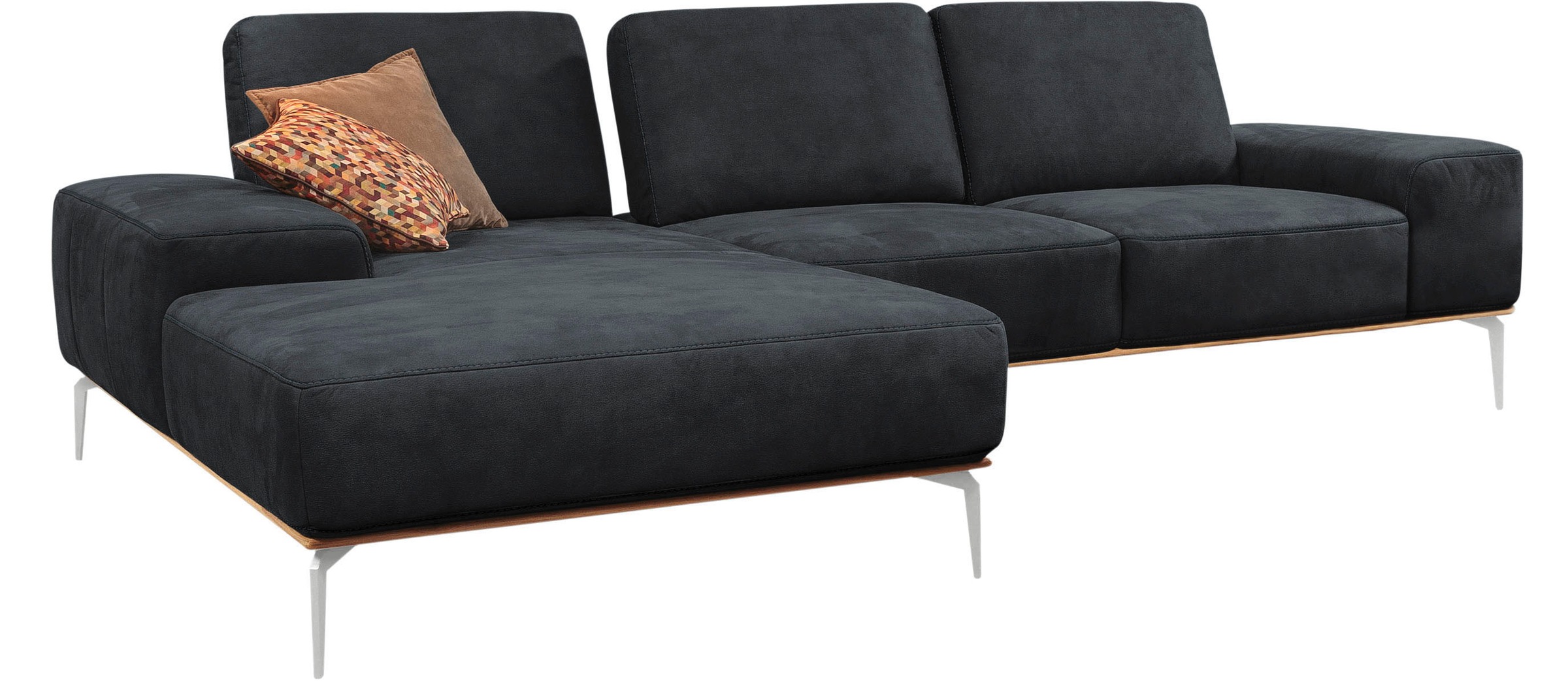 W.SCHILLIG Ecksofa »run, Designsofa, bequem, L-Form«, mit elegantem Holzsockel, Füße in Chrom glänzend, Breite 299 cm