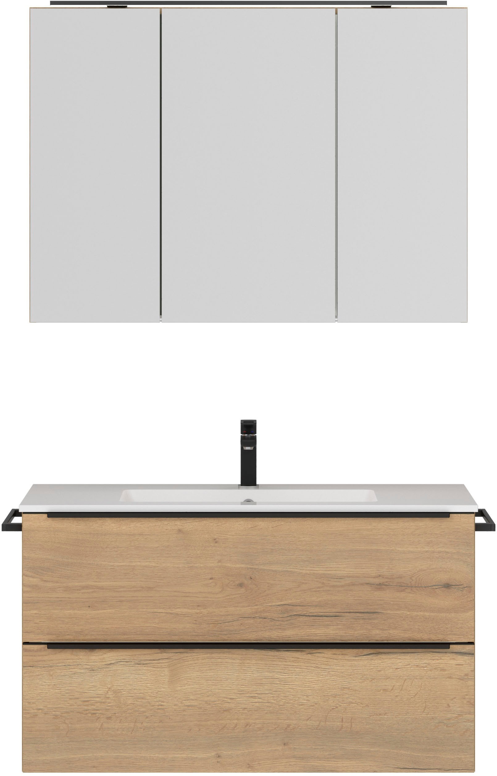 NOBILIA Badmöbel-Set »Levere« vormontiert, mit Soft-Close, 2 Stk. tlg. Eiche Sierra Nachbildung