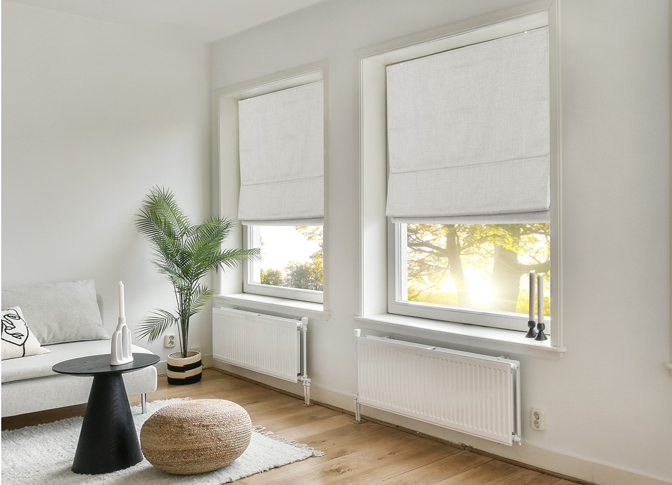 my home Rollo »RIOLA«, verdunkelnd, Blendschutz-Sichtschutz-Verdunkelung, ohne Bohren, freihängend, Faltrollo in trendiger Leinenoptik NEUHEIT!