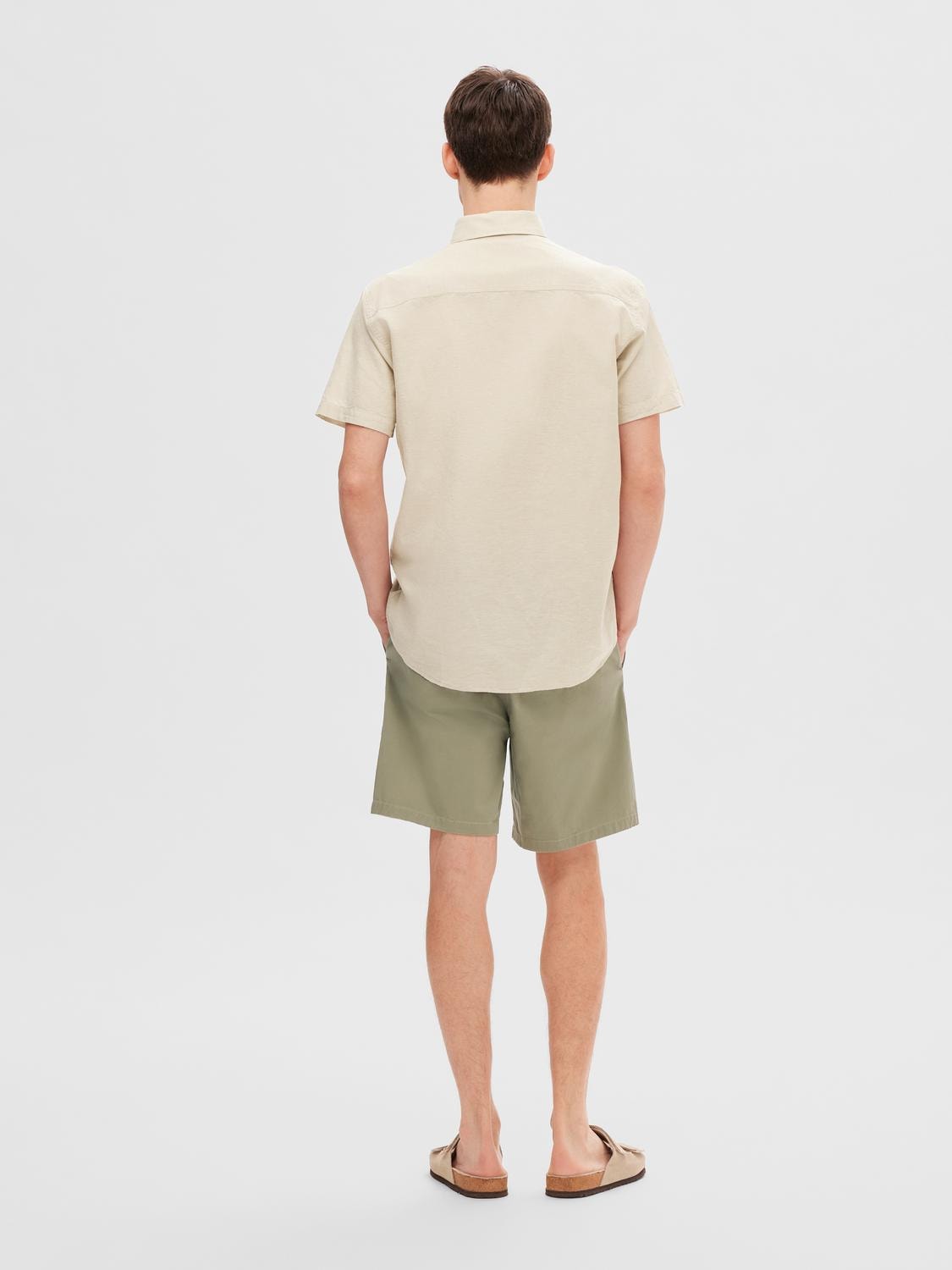 SELECTED HOMME Kurzarmhemd »SLHREG-SUN SHIRT SS NOOS«, mit Leinen
